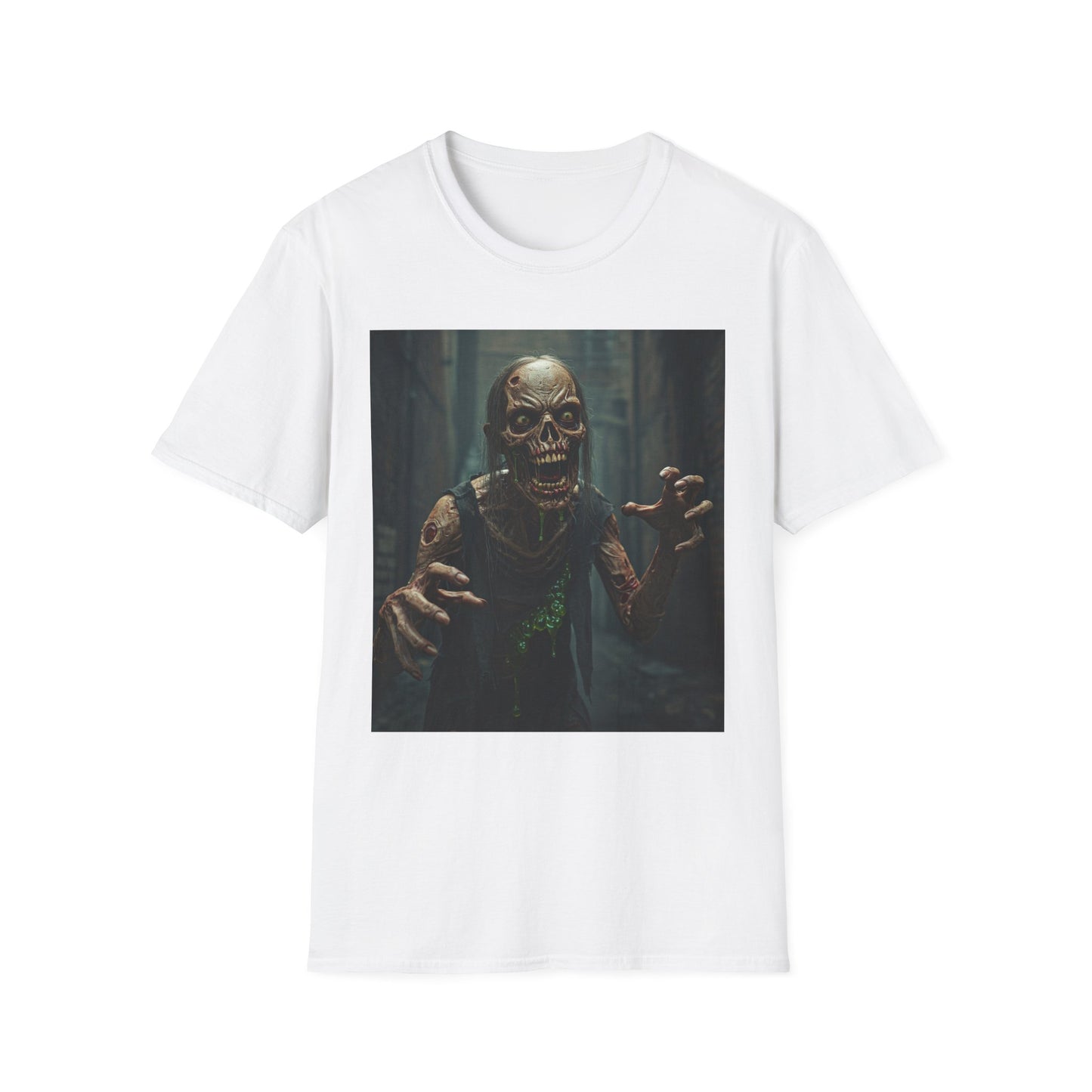 Unisex Softstyle T-Shirt - Creepy Zombie Graphic Tee for Halloween