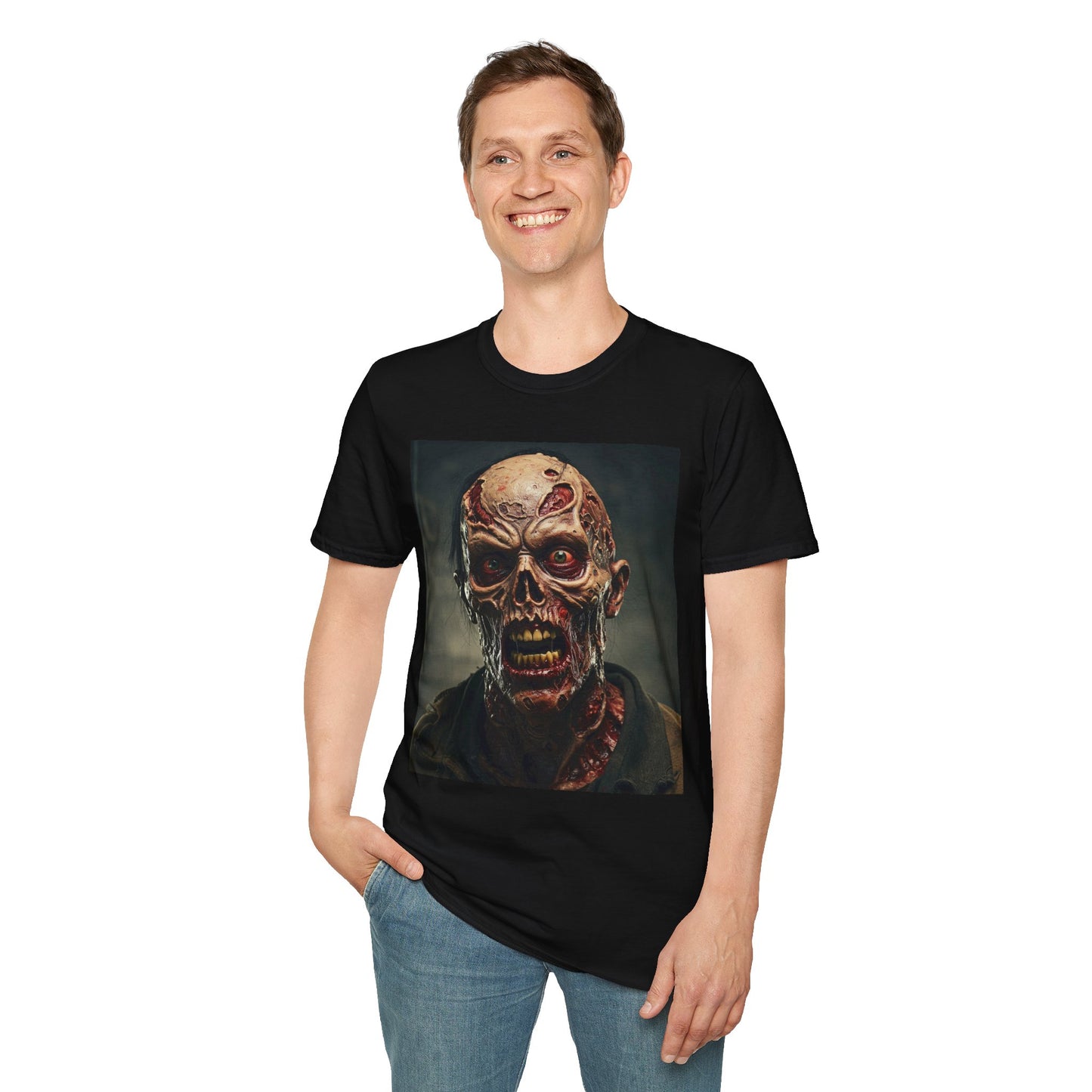 Apocalyptic Portrait Tee, bold, decaying zombie graphic