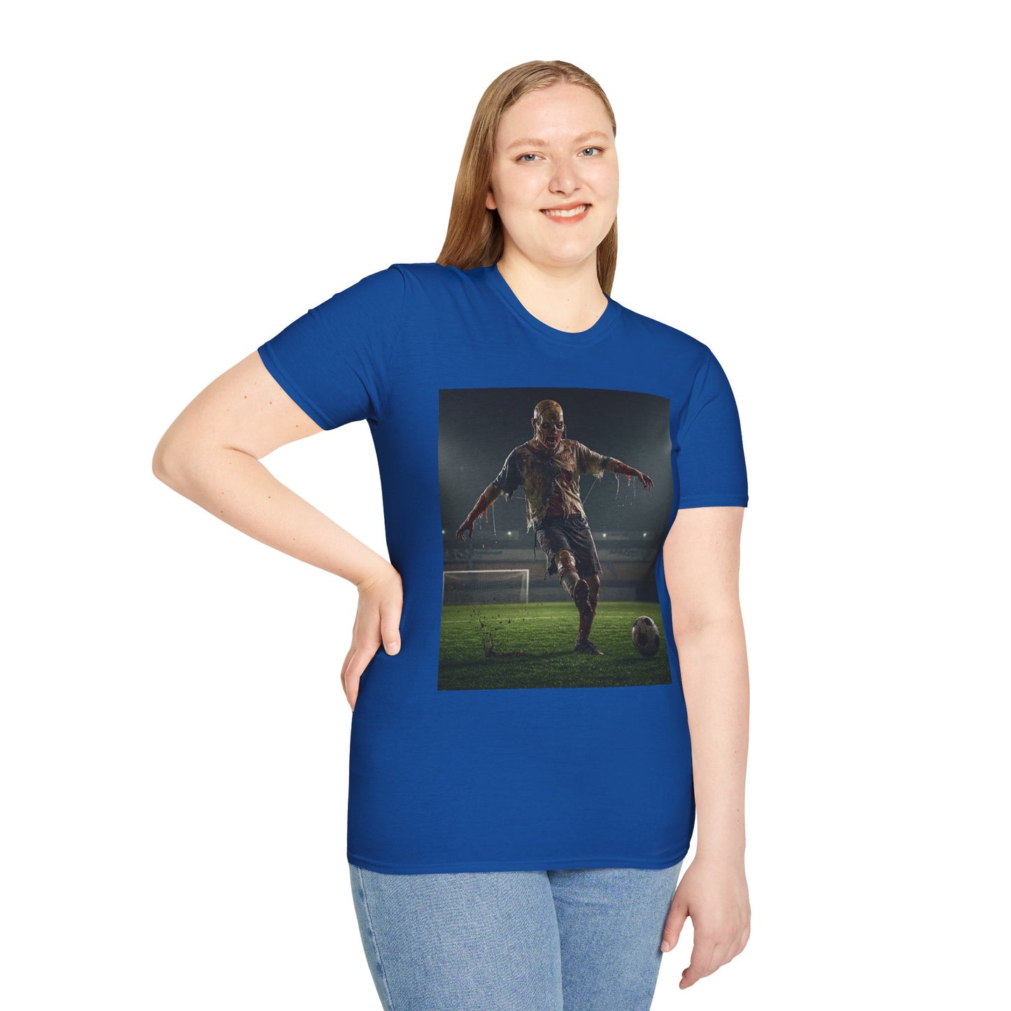 Zombie Soccer Unisex Softstyle T-Shirt - Perfect for Halloween and Sports Lovers