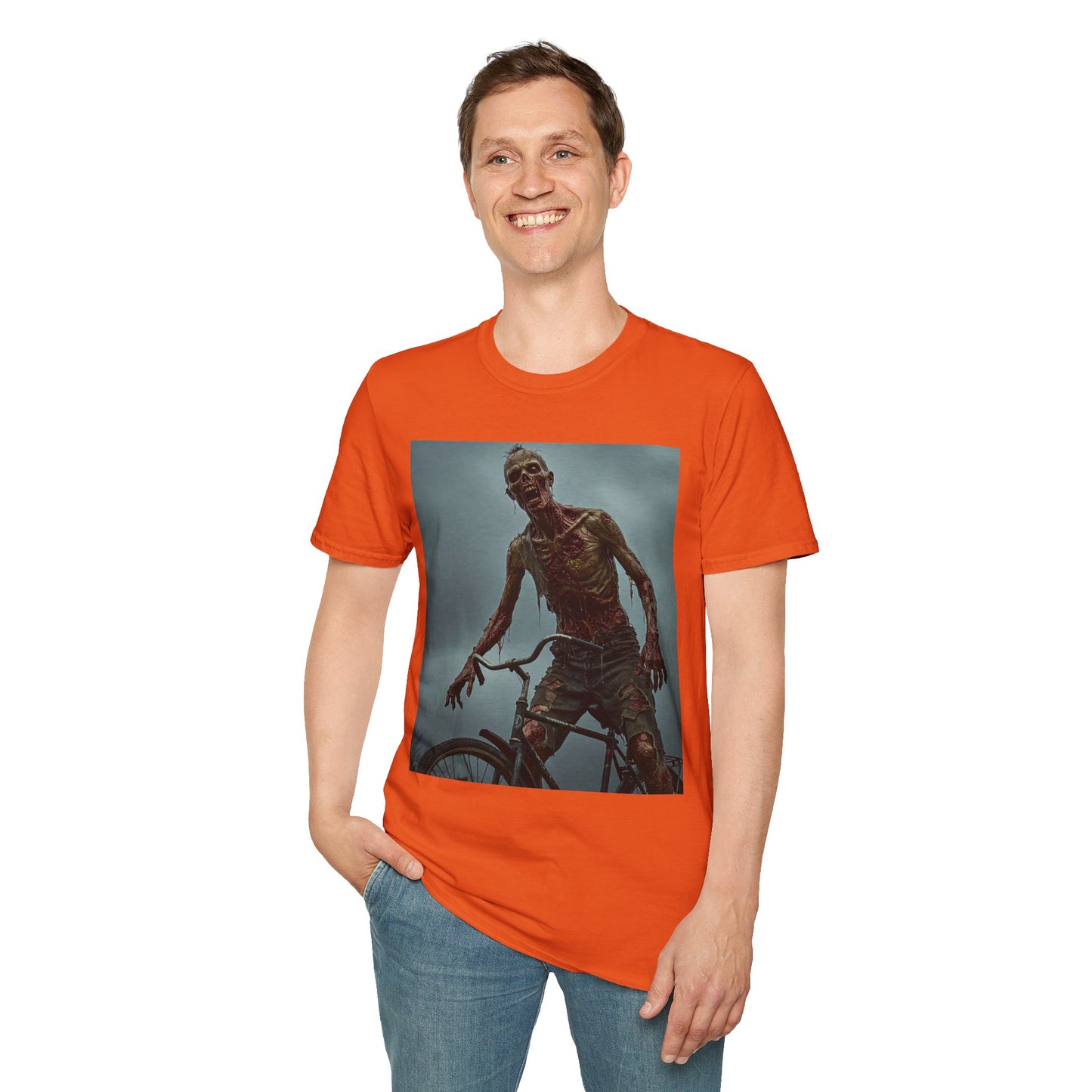 Unisex Zombie Graphic T-Shirt - Spooky Biker Design for Halloween