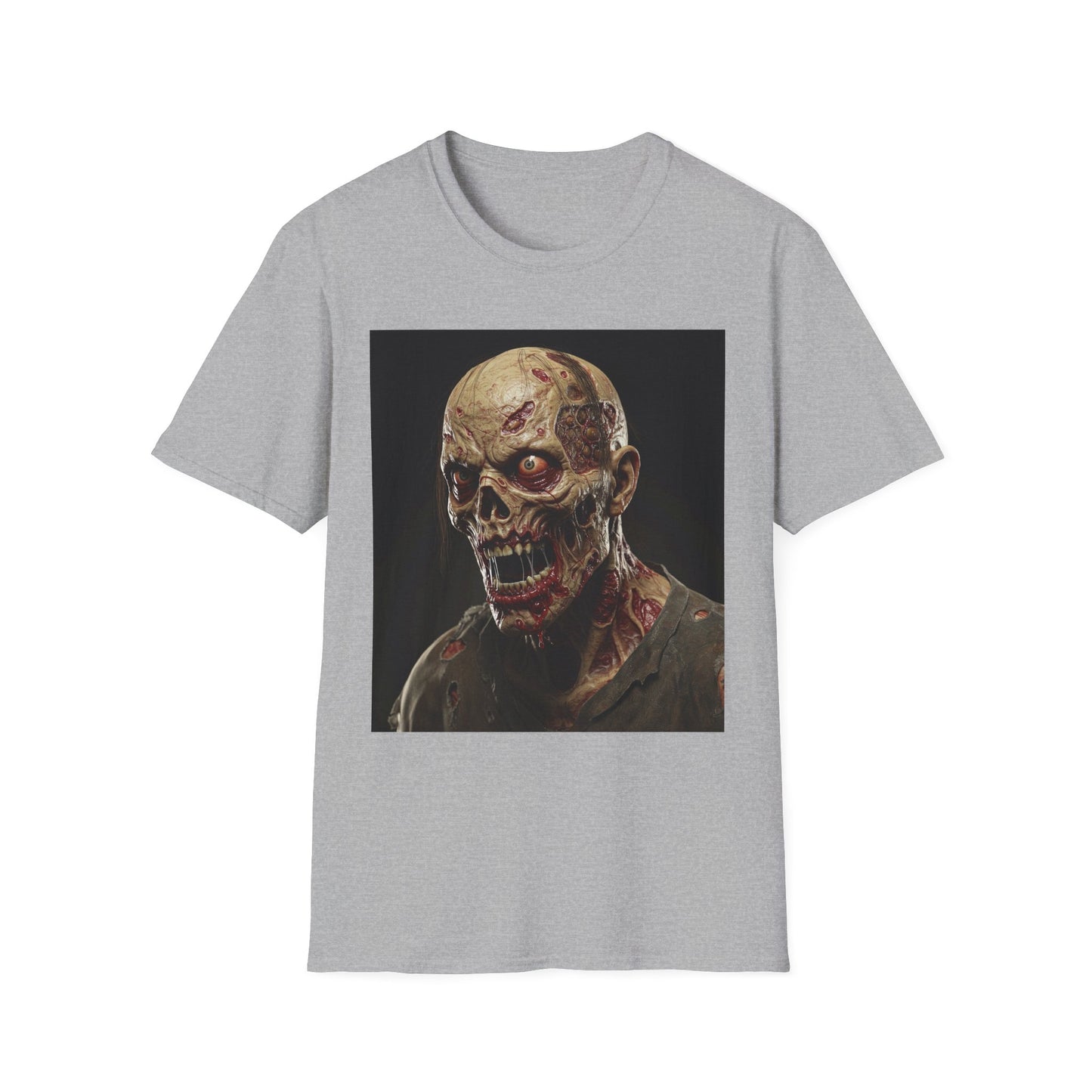 Apocalyptic Portrait Tee, bold, decaying zombie graphic