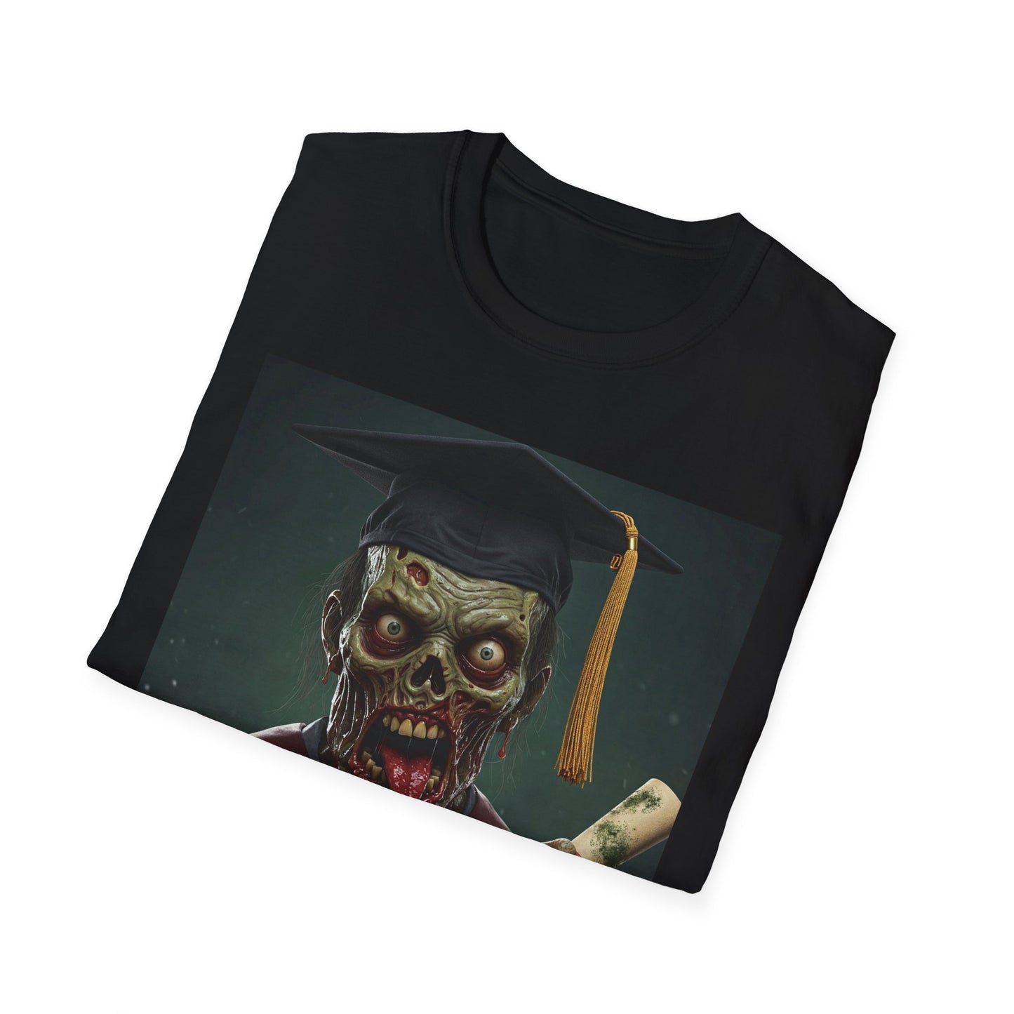 Zombie Graduate Unisex Softstyle T-Shirt - Perfect for Halloween & Graduation