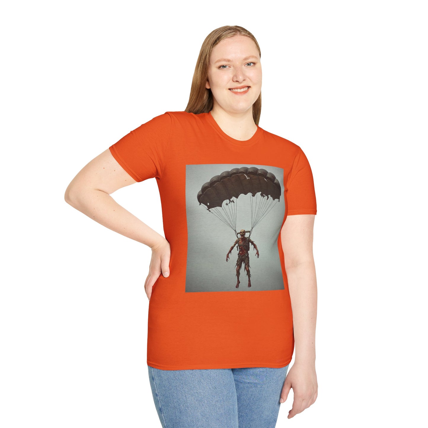 Adventure Awaits Parachuting Hero Unisex Softstyle T-Shirt