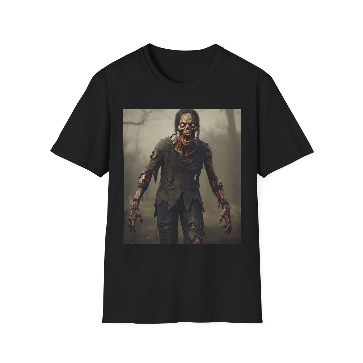 Apocalyptic Portrait Tee, bold, decaying zombie graphic