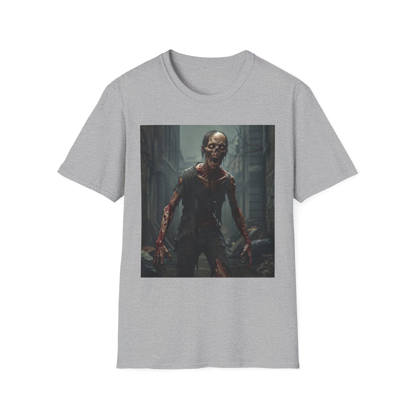 Apocalyptic Portrait Tee, bold, decaying zombie graphic