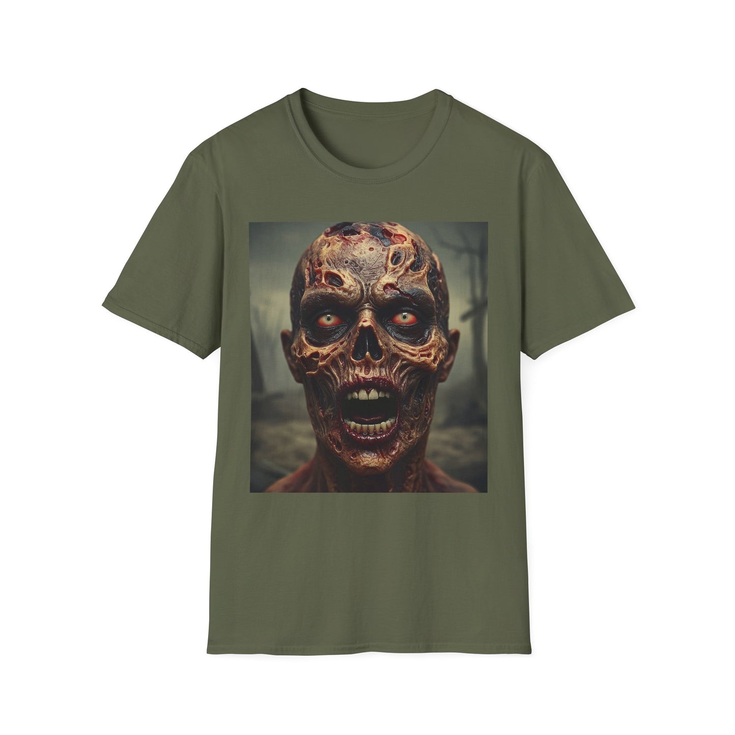 Apocalyptic Portrait Tee, bold, decaying zombie graphic