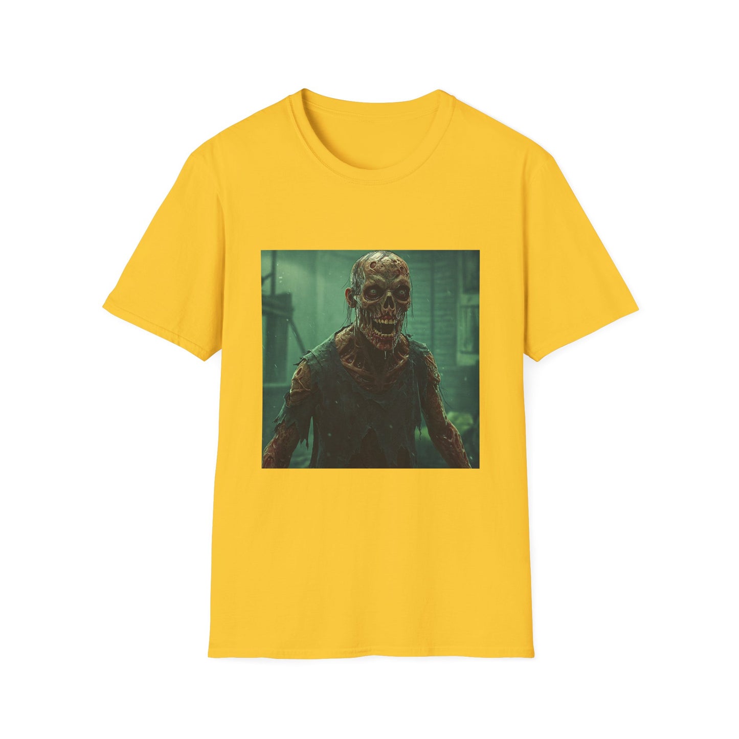 Apocalyptic Portrait Tee, bold, decaying zombie graphic