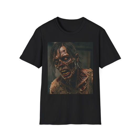 Apocalyptic Portrait Tee, bold, decaying zombie graphic