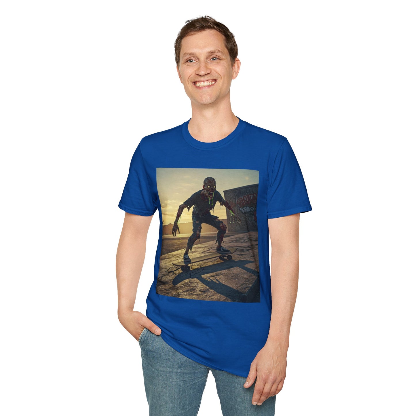 Skateboard Zombie Unisex Softstyle T-Shirt | Casual Graphic Tee for Skaters