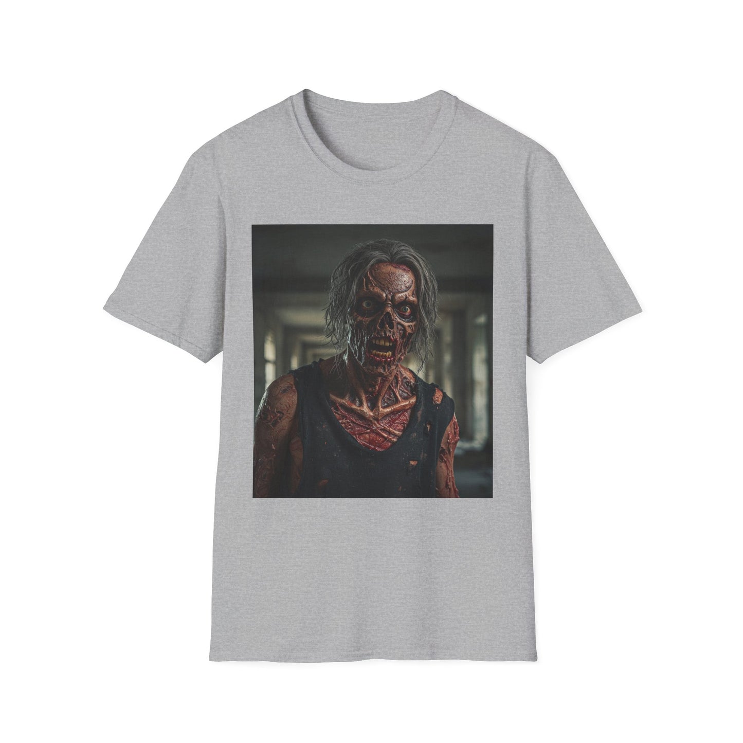 Apocalyptic Portrait Tee, bold, decaying zombie graphic