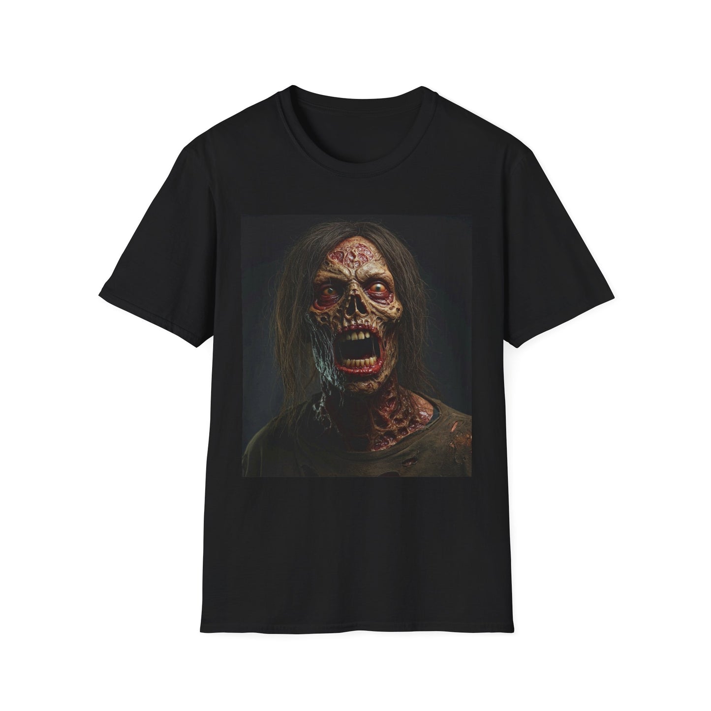 Apocalyptic Portrait Tee, bold, decaying zombie graphic