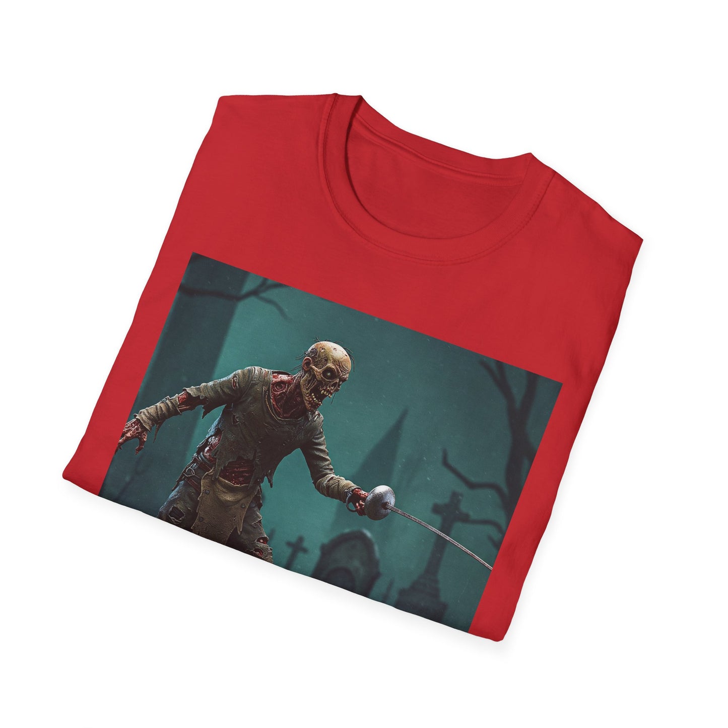 Zombie Swordsman Unisex Softstyle T-Shirt - Perfect for Halloween & Horror Fans