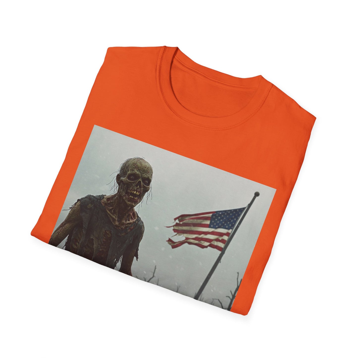 Patriot Zombie Apocalypse Apocalyptic Portrait Tee, bold, decaying zombie graphic