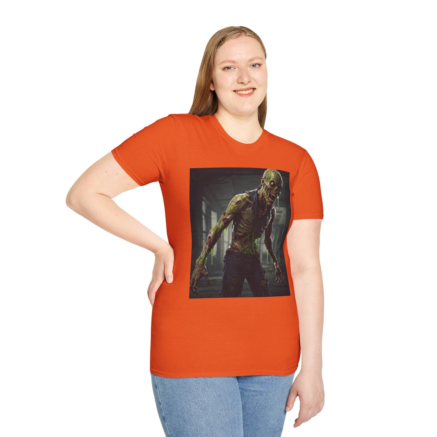 Zombie Graphic Unisex Softstyle T-Shirt - Perfect for Halloween and Horror Fans