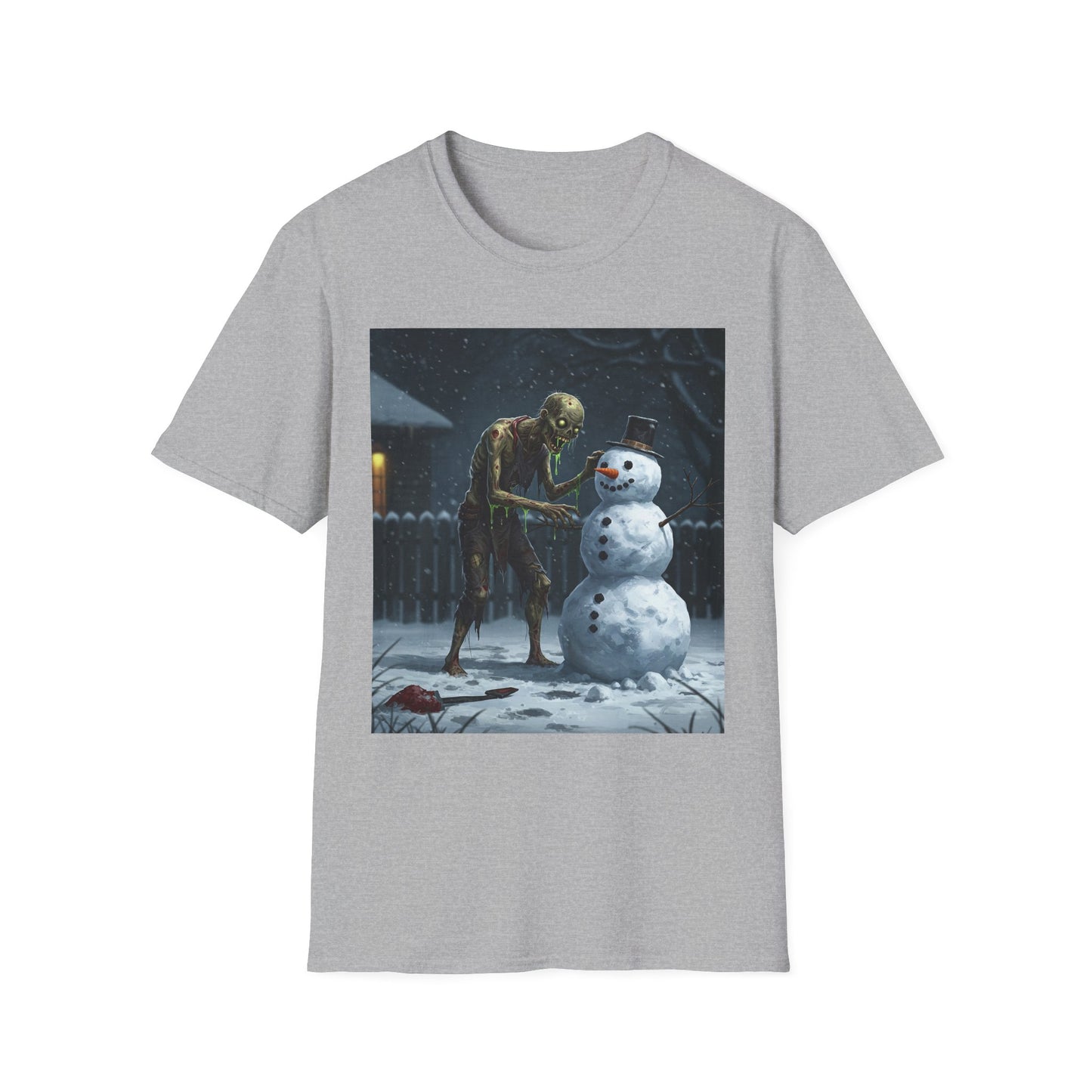 Merry Horror Unisex Softstyle T-Shirt - Creepy Snowman Design