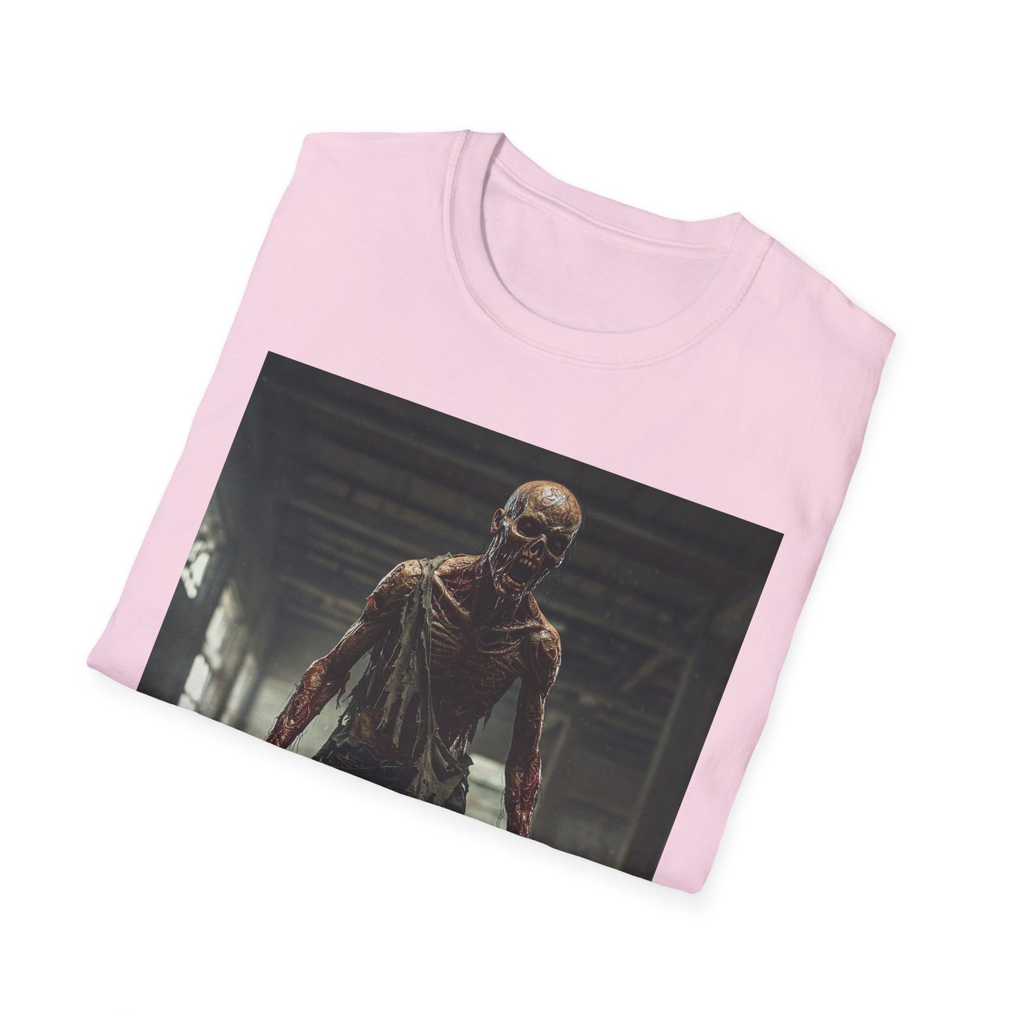 Zombie Graphic Unisex Softstyle T-Shirt - Perfect for Halloween and Horror Fans