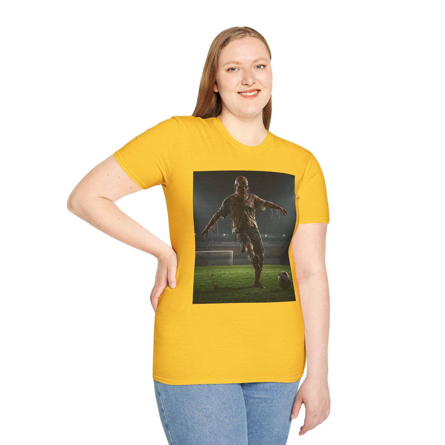 Zombie Soccer Unisex Softstyle T-Shirt - Perfect for Halloween and Sports Lovers