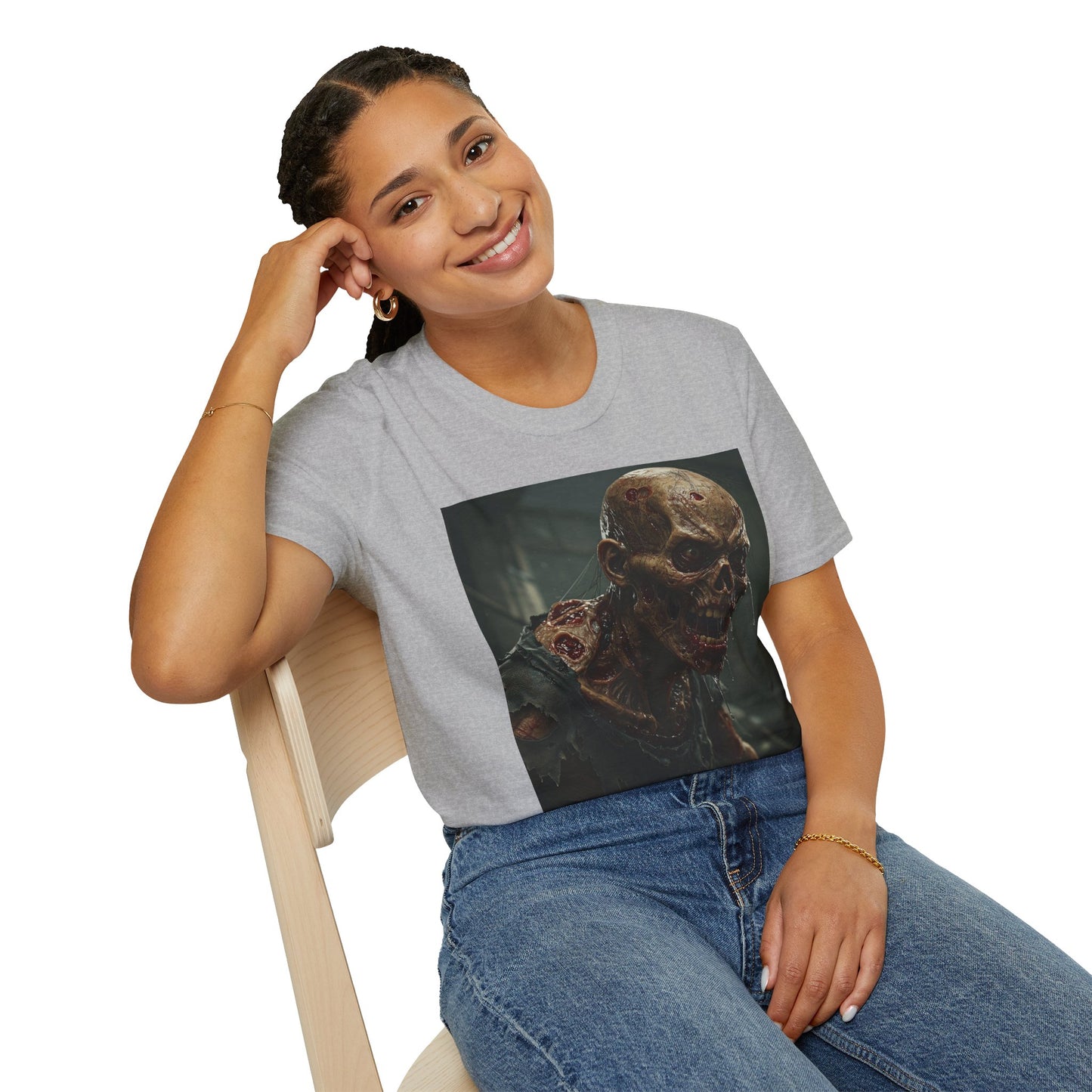 Unisex Softstyle T-Shirt with Zombie Design | Perfect for Halloween and Horror Fans