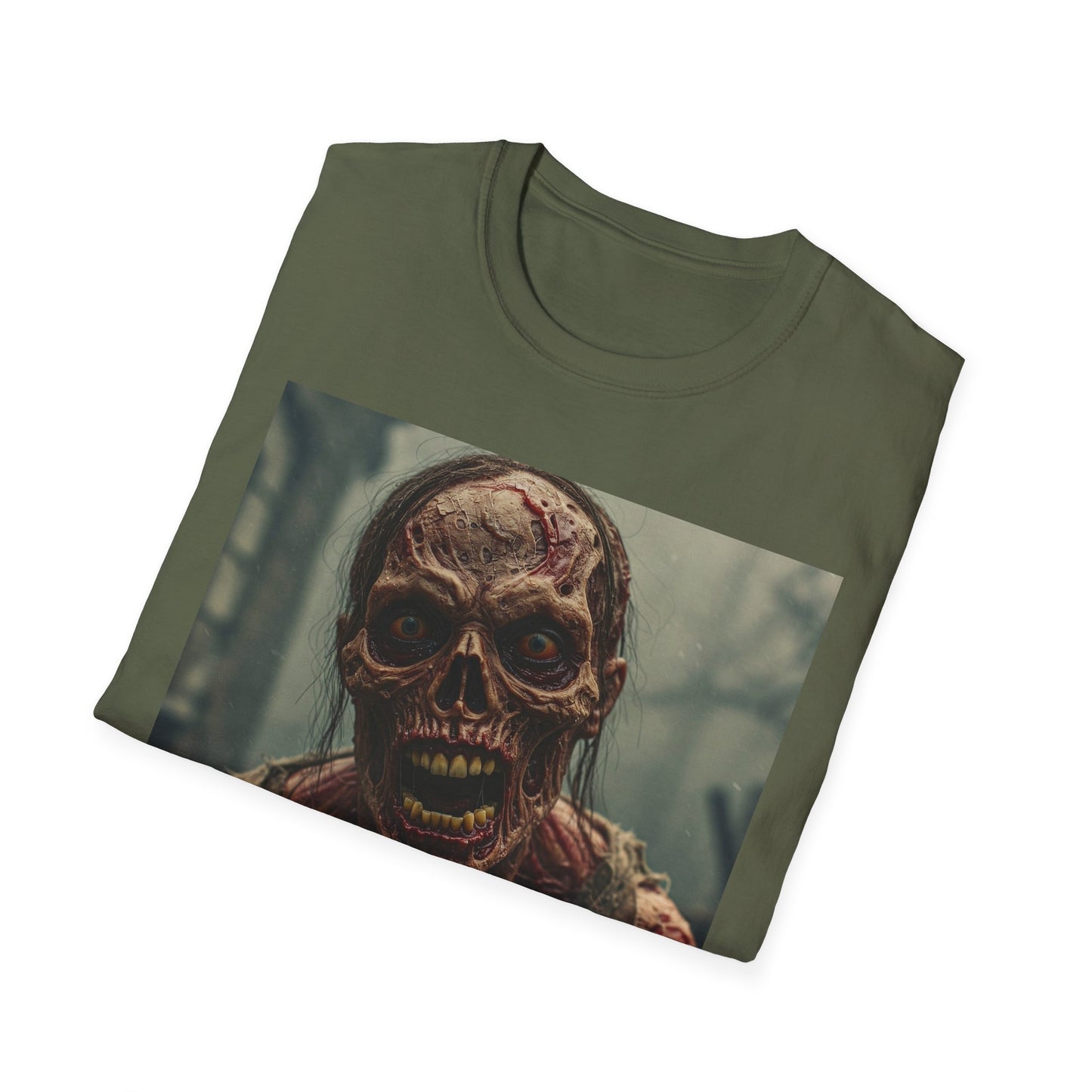 Apocalyptic Portrait Tee, bold, decaying zombie graphic