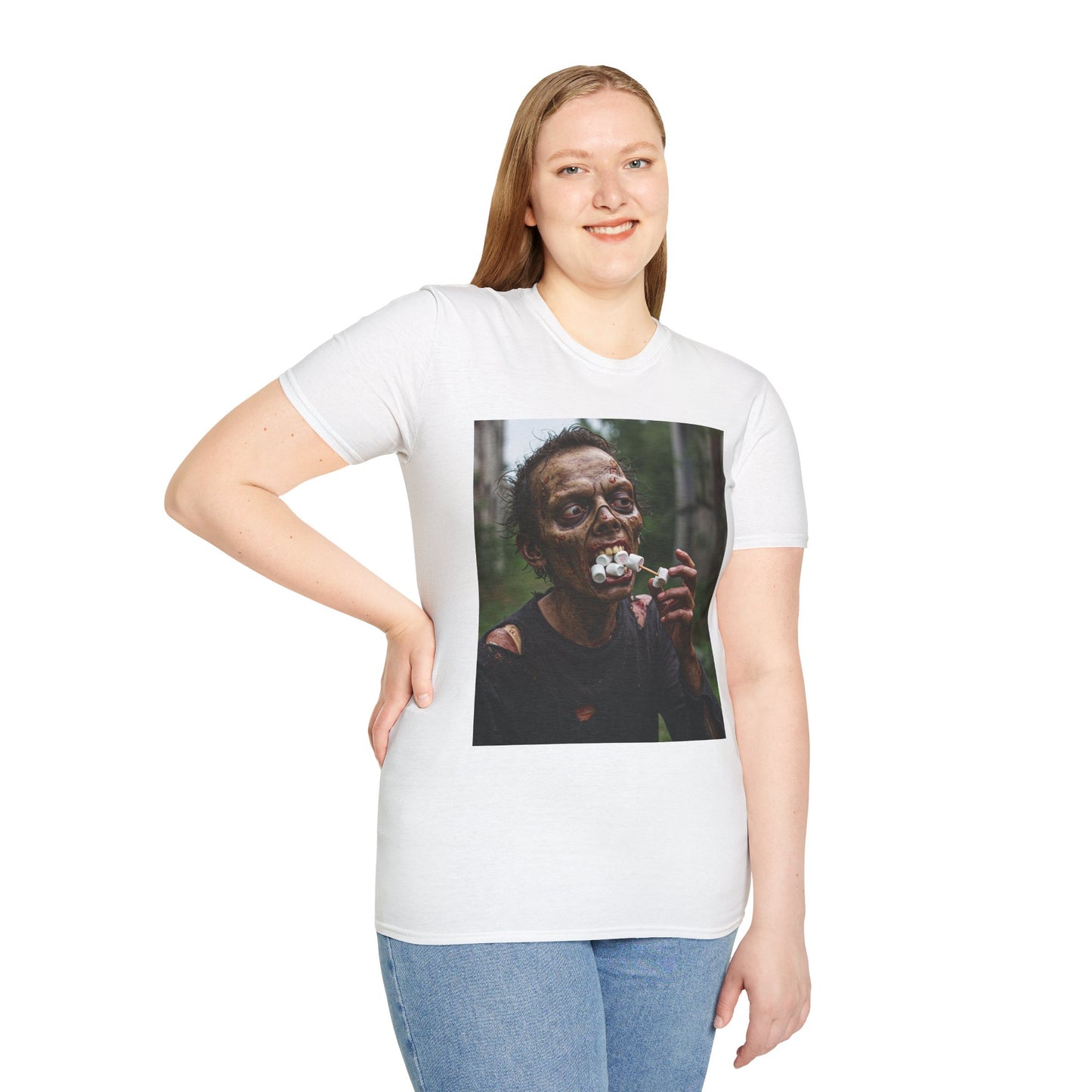 Zombie Themed Unisex Softstyle T-Shirt - Perfect for Halloween and Horror Fans