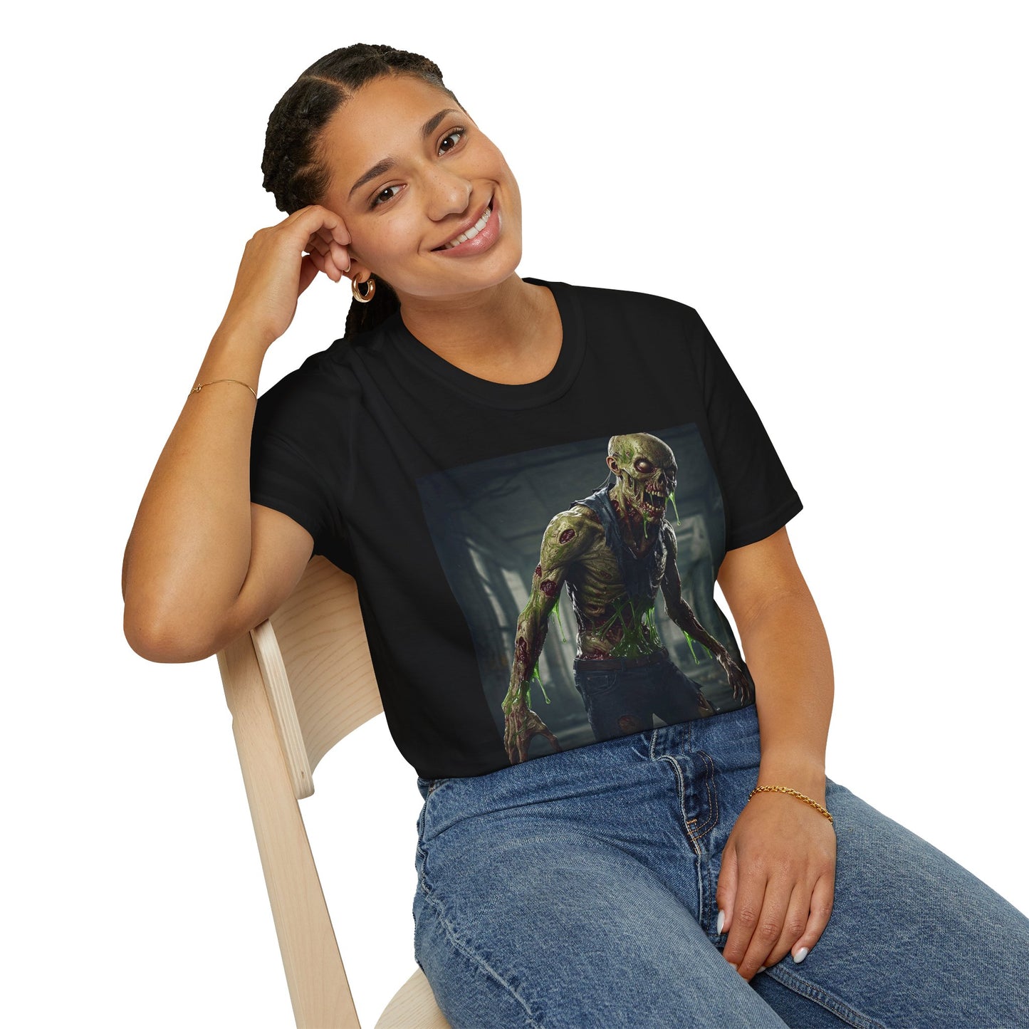 Zombie Graphic Unisex Softstyle T-Shirt - Perfect for Halloween and Horror Fans