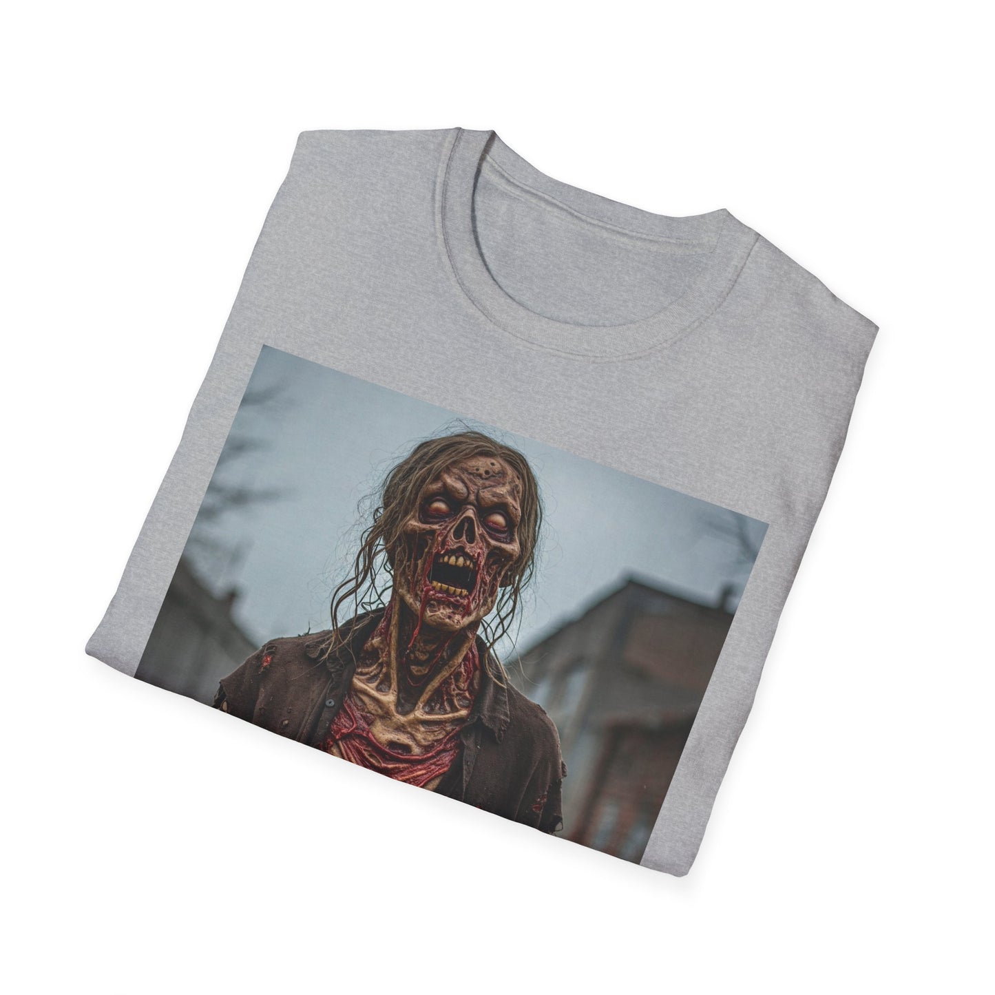 Apocalyptic Portrait Tee, bold, decaying zombie graphic