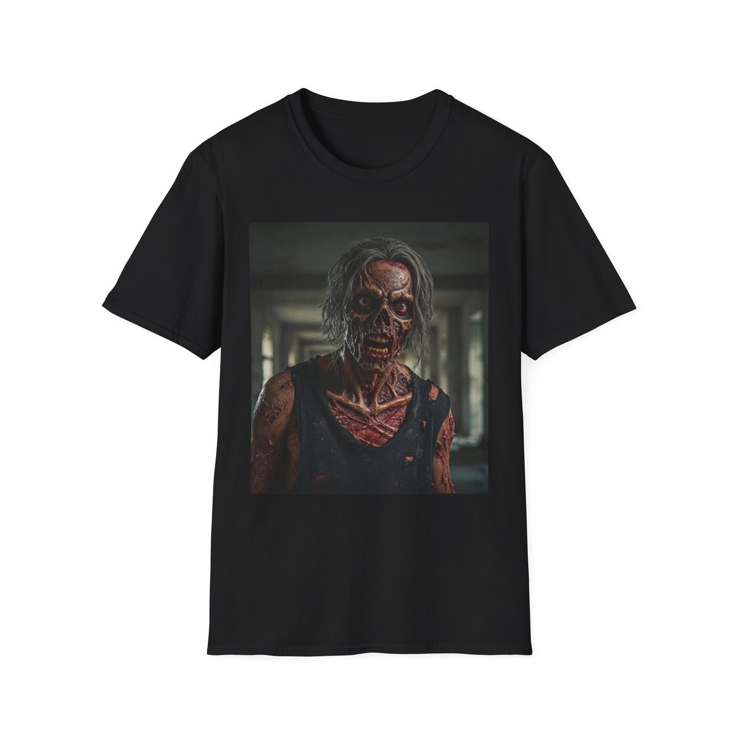 Apocalyptic Portrait Tee, bold, decaying zombie graphic