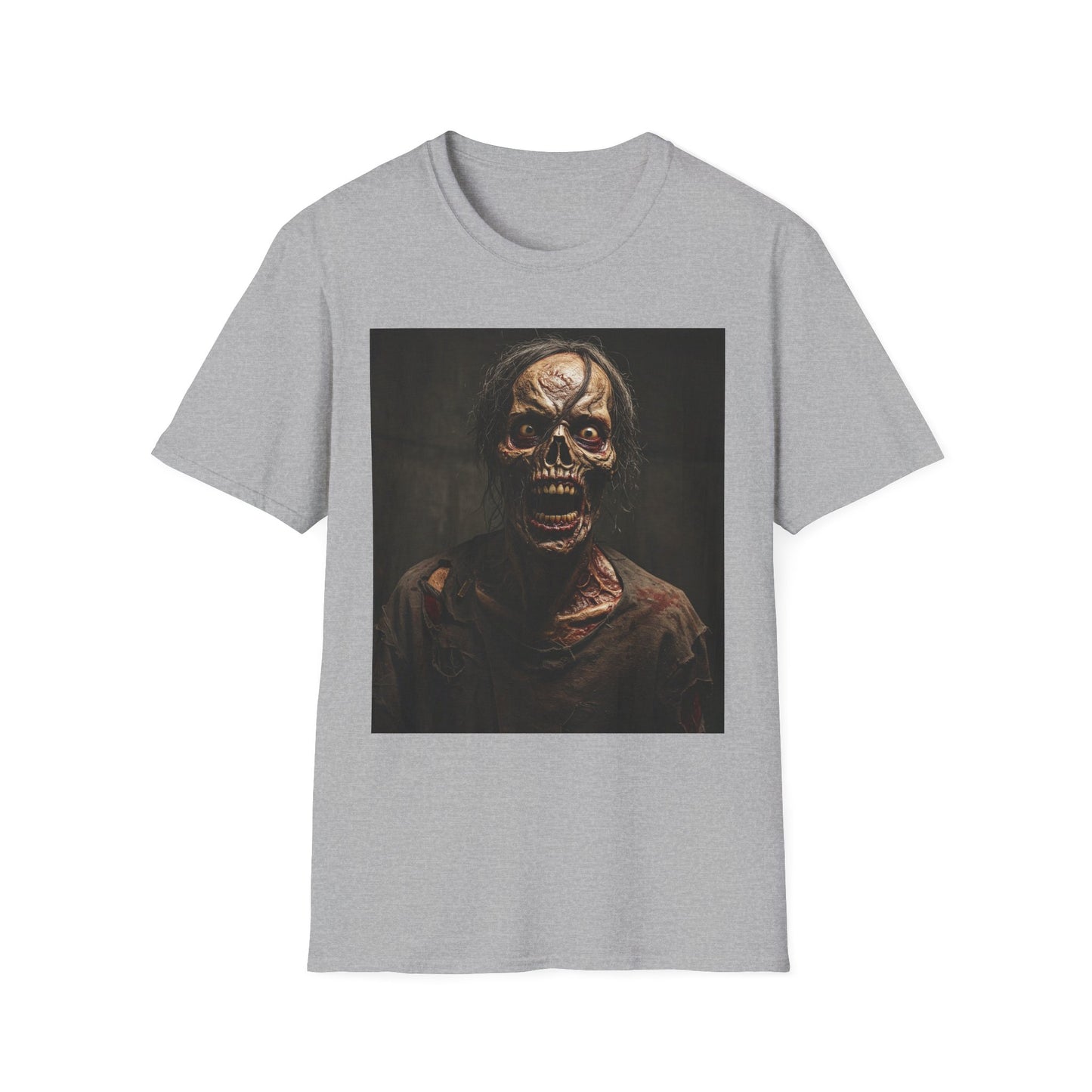 Apocalyptic Portrait Tee, bold, decaying zombie graphic