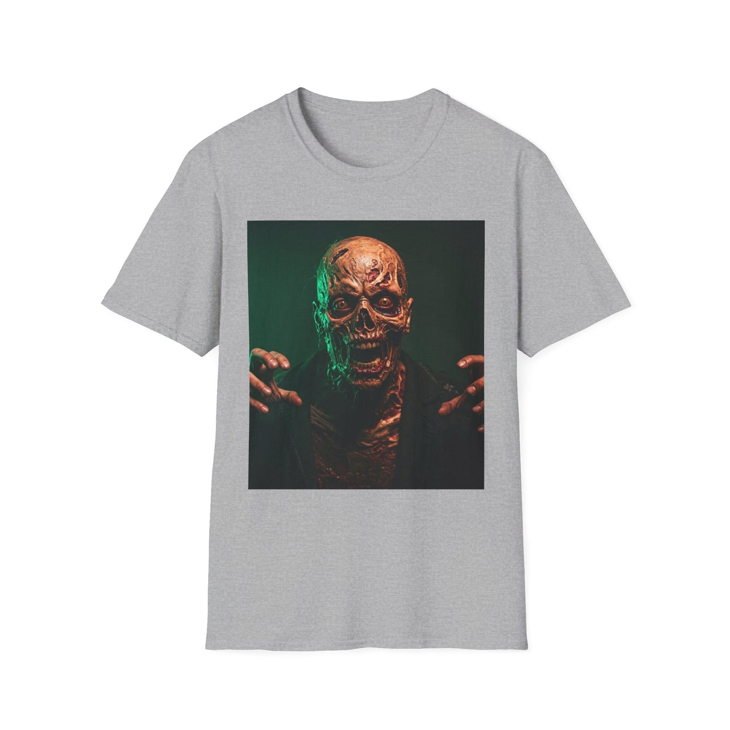 Horror-Themed Apocalyptic Portrait Tee, bold, decaying zombie graphic