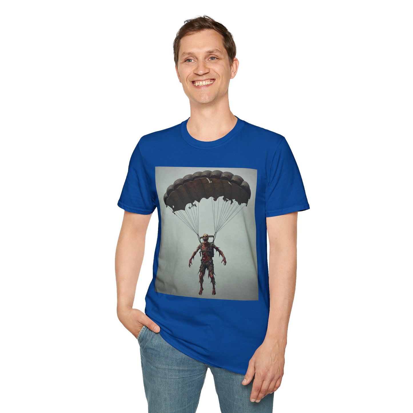 Adventure Awaits Parachuting Hero Unisex Softstyle T-Shirt