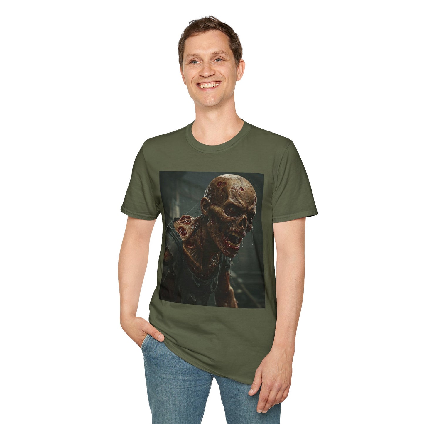 Unisex Softstyle T-Shirt with Zombie Design | Perfect for Halloween and Horror Fans