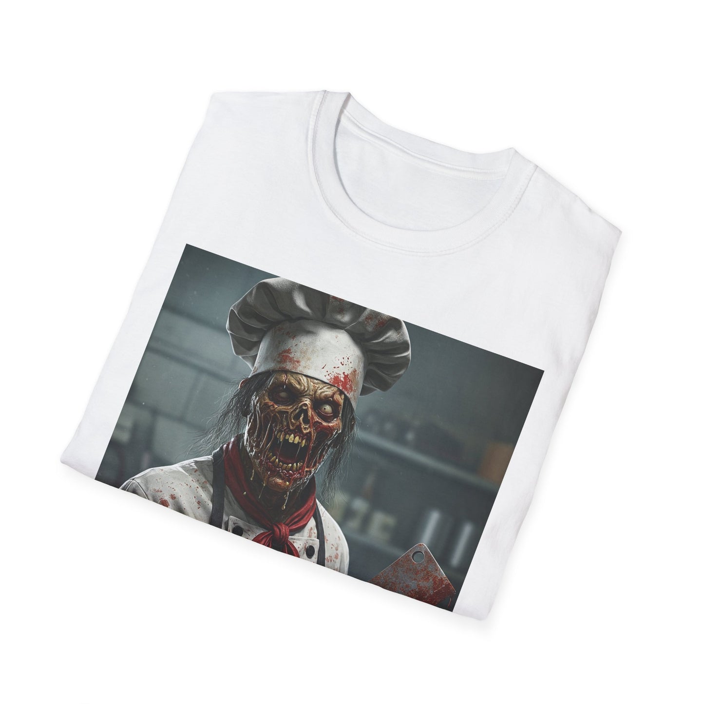 Spooky Chef Apocalyptic Portrait Tee, bold, decaying zombie graphic