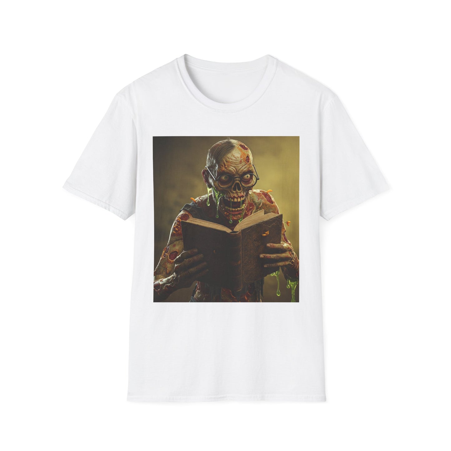 Zombie Reader Apocalyptic Portrait Tee, bold, decaying zombie graphic