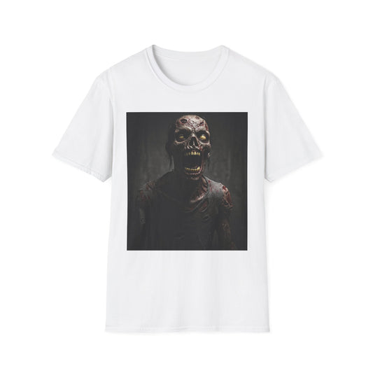 Apocalyptic Portrait Tee, bold, decaying zombie graphic