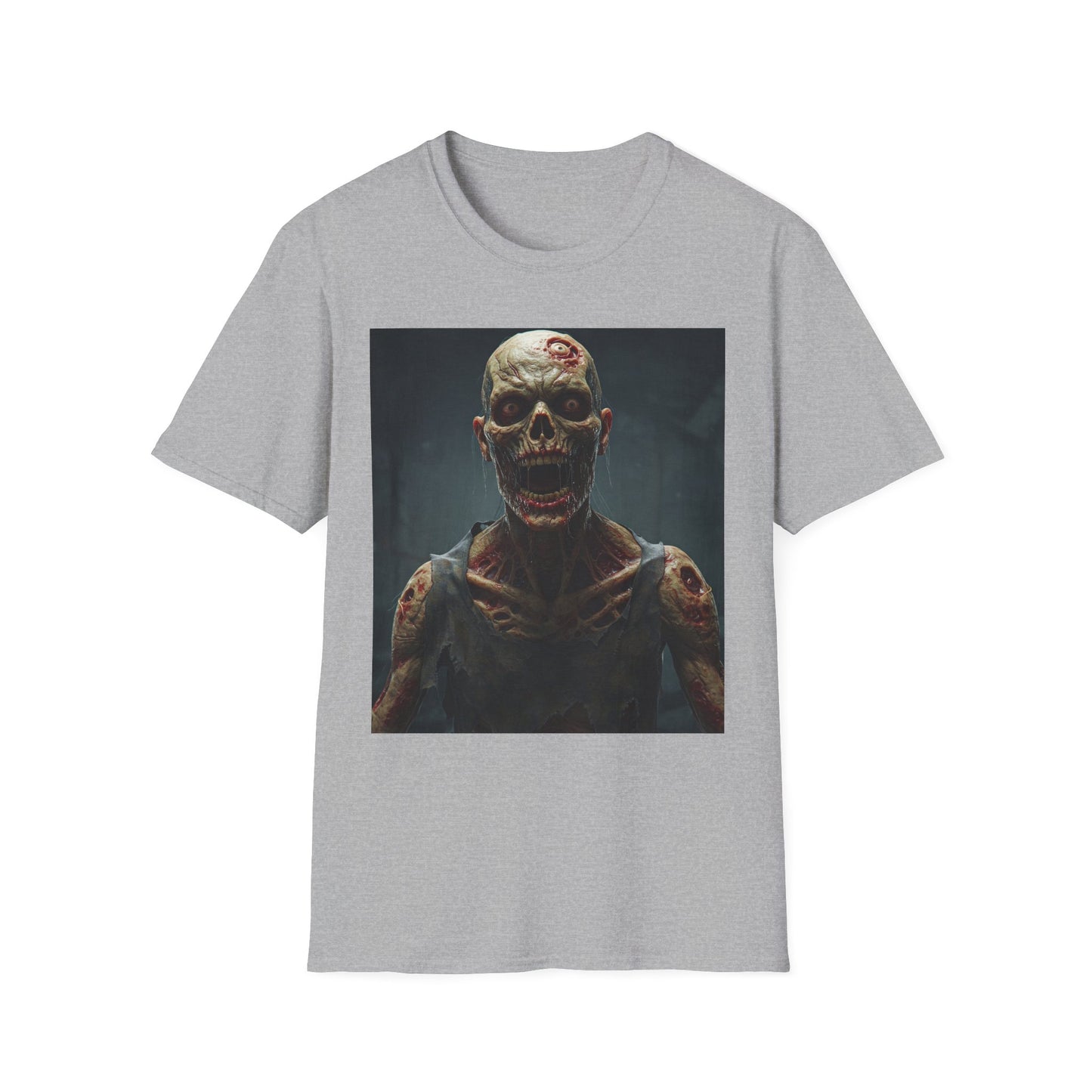 Apocalyptic Portrait Tee, bold, decaying zombie graphic