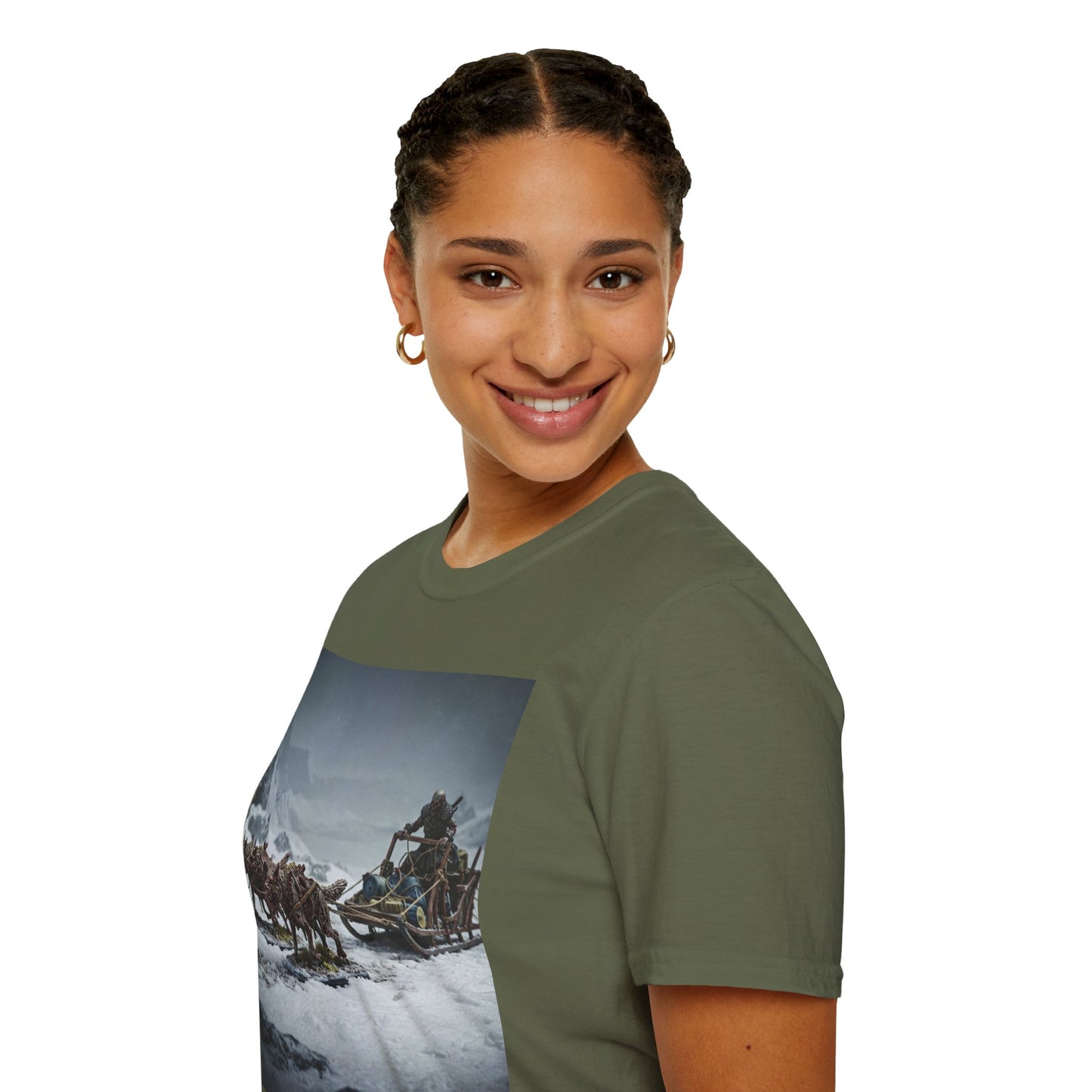 Adventure Awaits Unisex Softstyle T-Shirt - Mountain Trekking Design