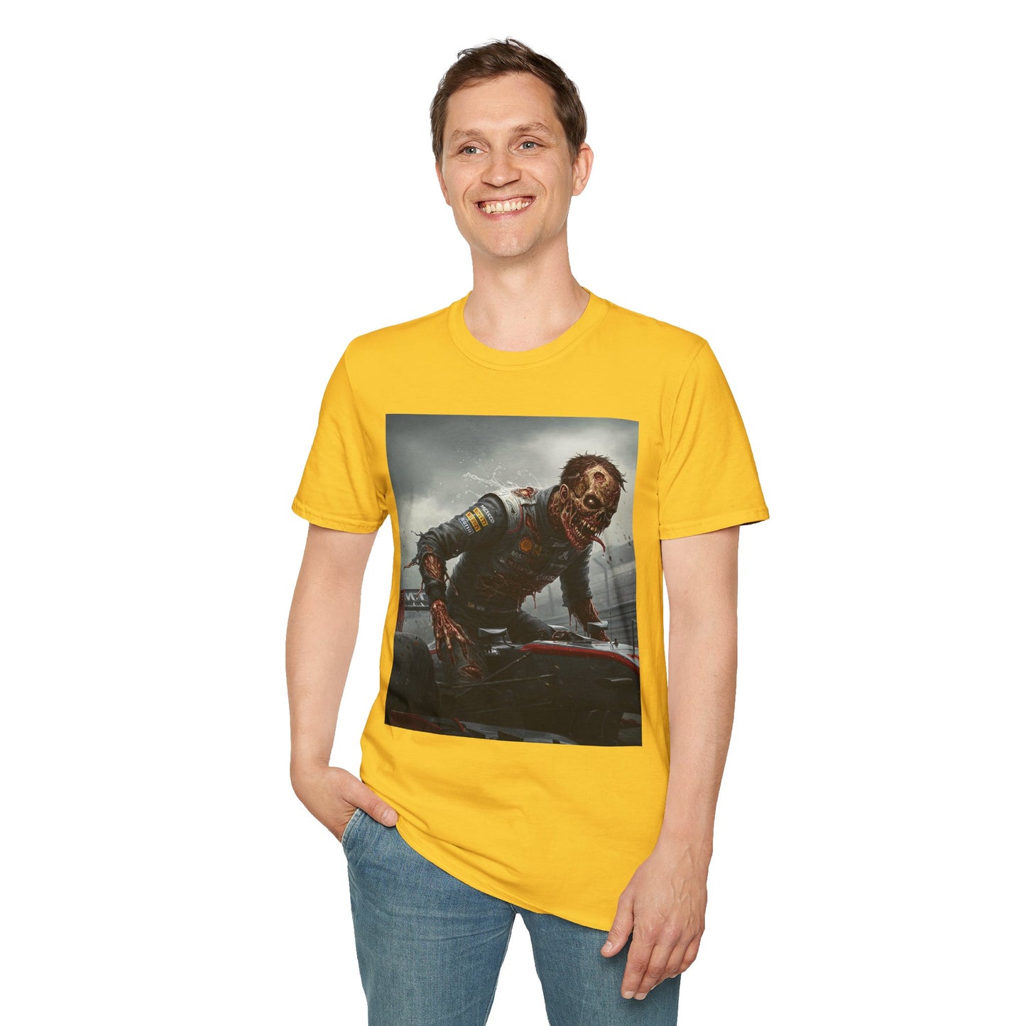 Zombie Racing Unisex Softstyle T-Shirt - Horror Meets Motorsport