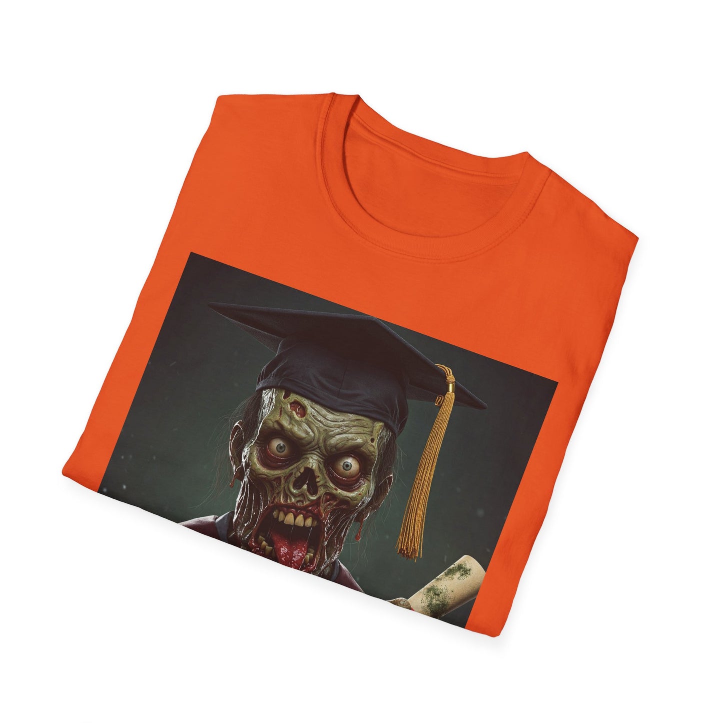 Zombie Graduate Unisex Softstyle T-Shirt - Perfect for Halloween & Graduation