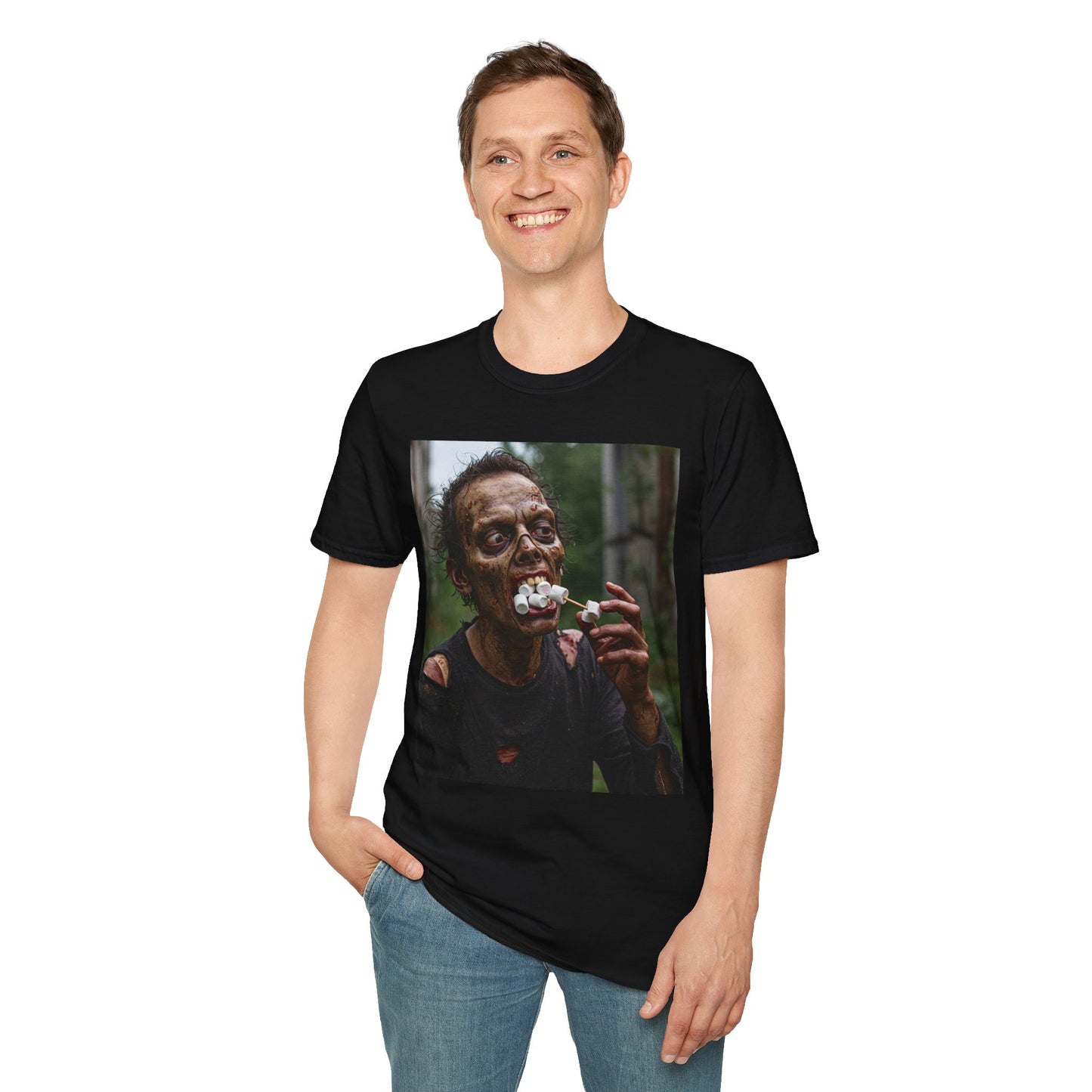 Zombie Themed Unisex Softstyle T-Shirt - Perfect for Halloween and Horror Fans