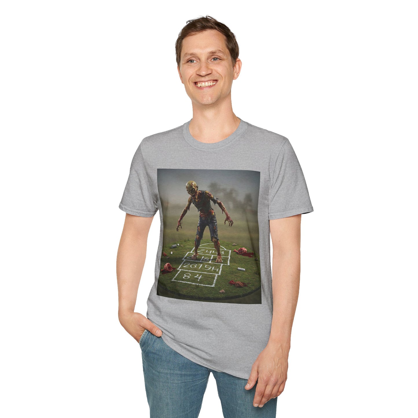 Unisex Zombie Hopscotch T-Shirt - Perfect for Halloween or Casual Wear