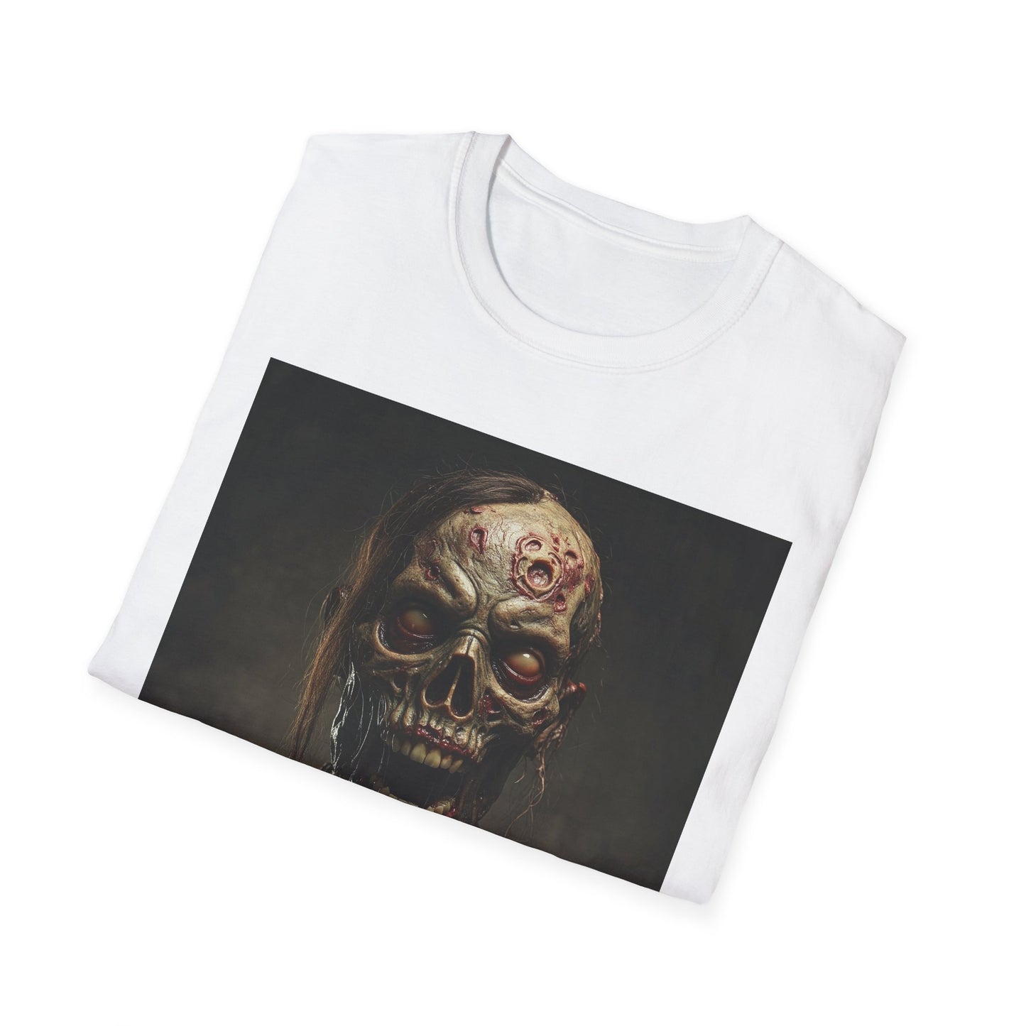 Spooky Zombie Apocalyptic Portrait Tee, bold, decaying zombie graphic