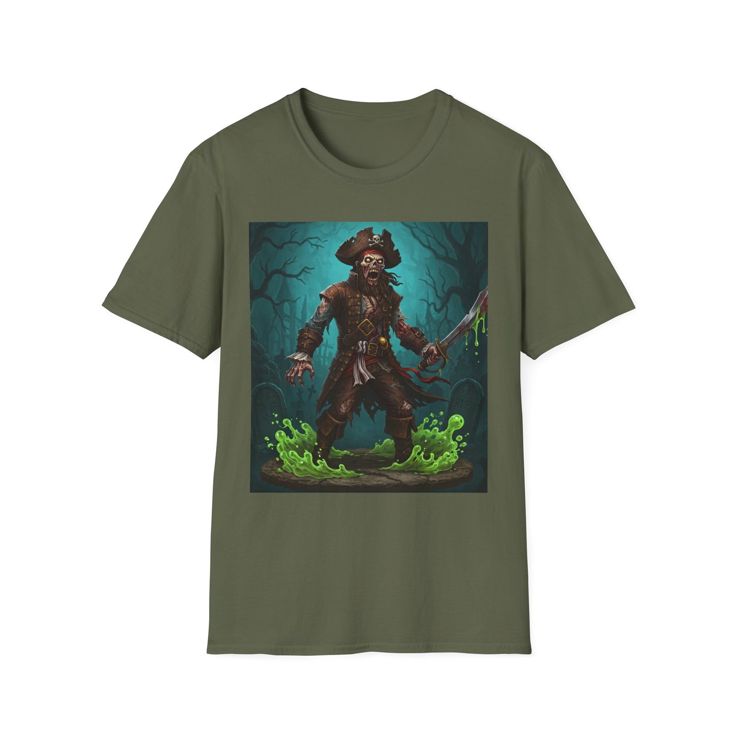 Pirate Apocalyptic Portrait Tee, bold, decaying zombie graphic