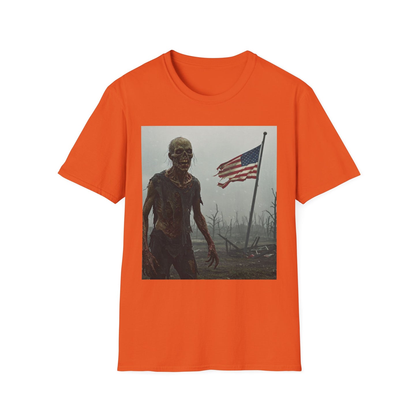 Patriot Zombie Apocalypse Apocalyptic Portrait Tee, bold, decaying zombie graphic