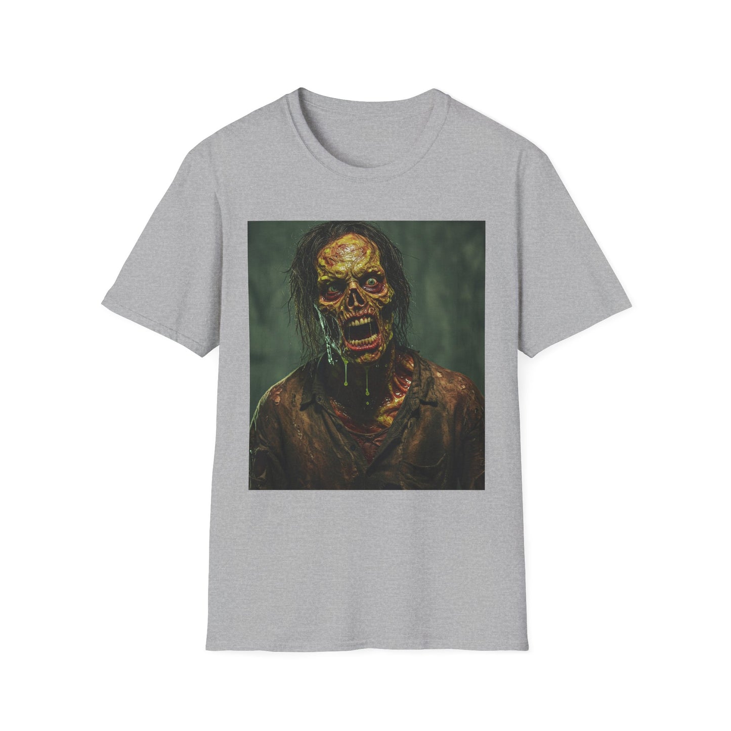 Apocalyptic Portrait Tee, bold, decaying zombie graphic