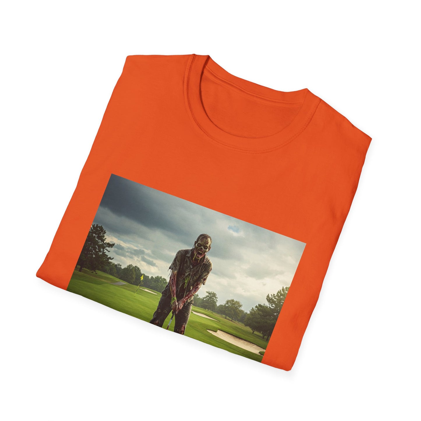 Inspirational Golf Swing Apocalyptic Portrait Tee, bold, decaying zombie graphic