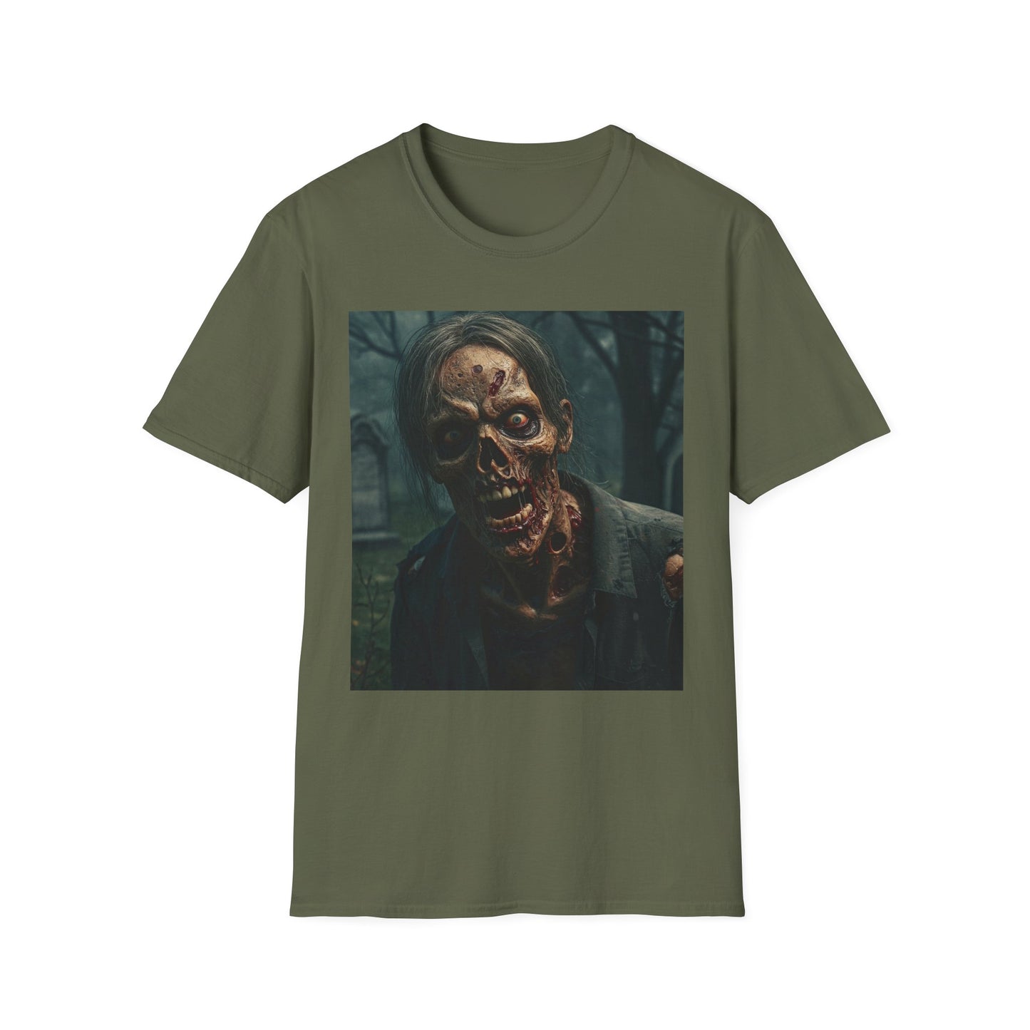 Apocalyptic Portrait Tee, bold, decaying zombie graphic