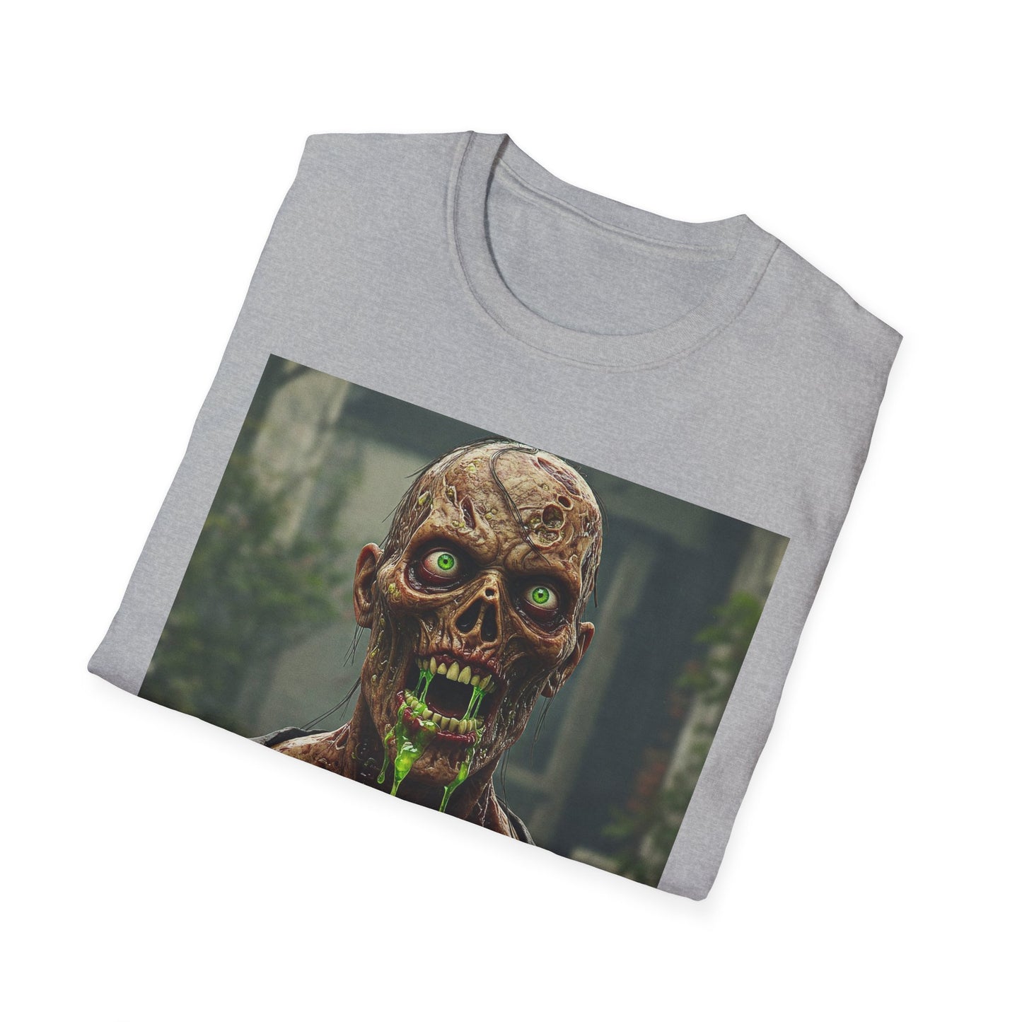 Apocalyptic Portrait Tee, bold, decaying zombie graphic