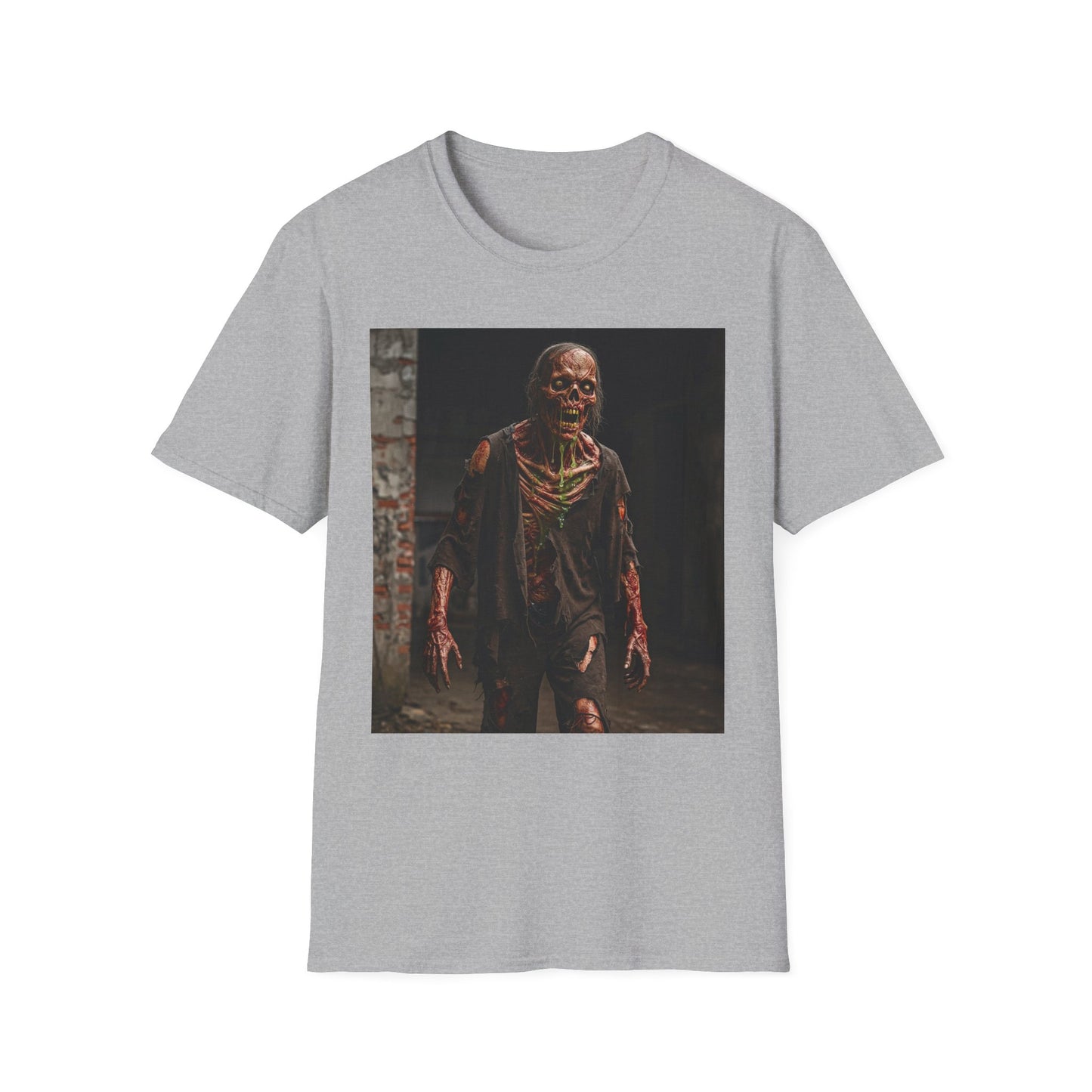 Apocalyptic Portrait Tee, bold, decaying zombie graphic