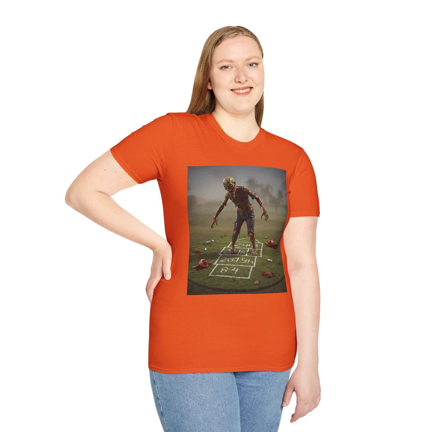 Unisex Zombie Hopscotch T-Shirt - Perfect for Halloween or Casual Wear