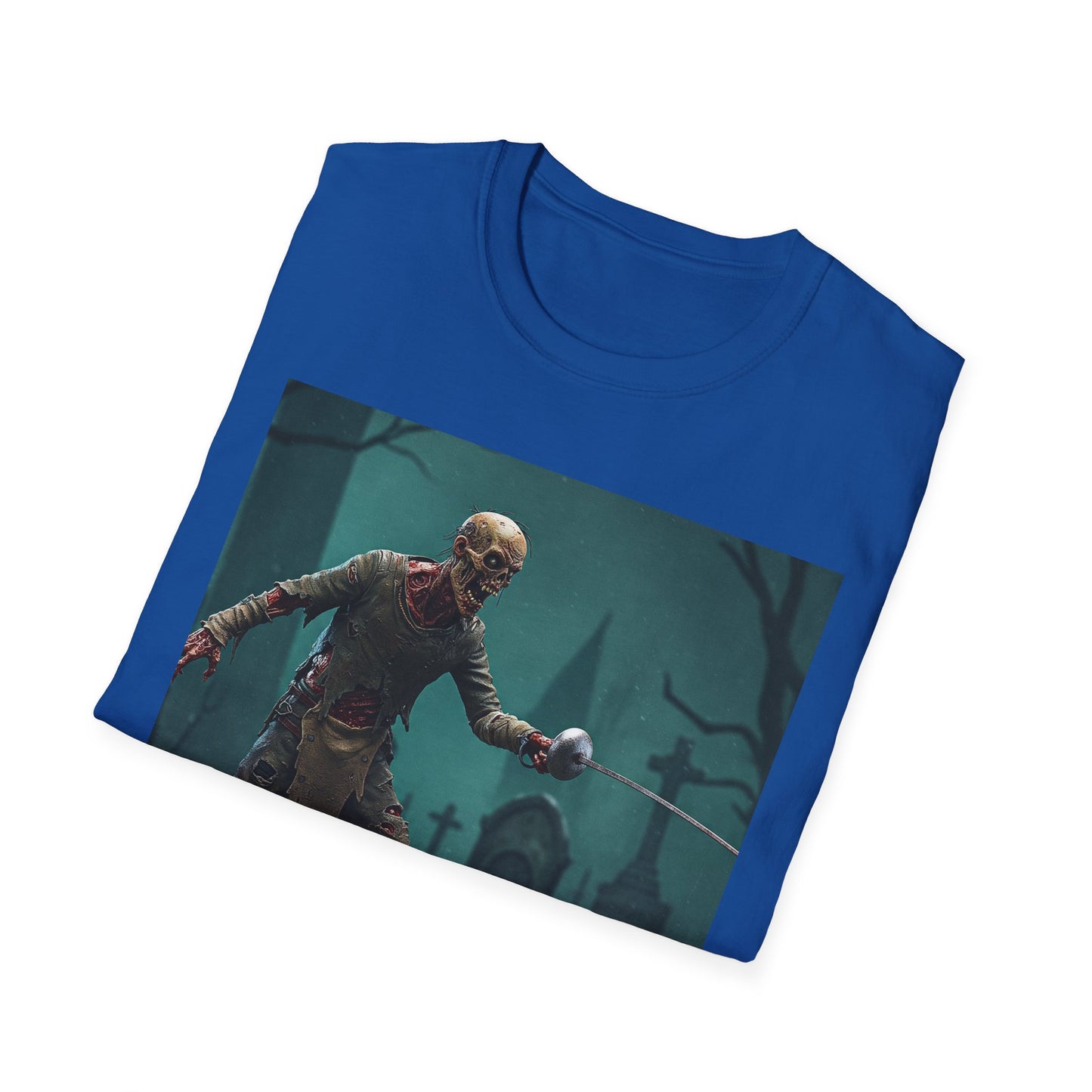 Zombie Swordsman Unisex Softstyle T-Shirt - Perfect for Halloween & Horror Fans